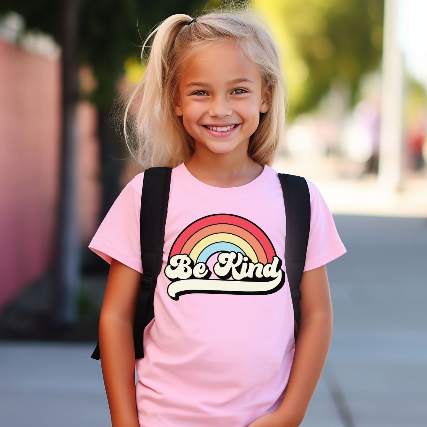 Retro Be Kind Rainbow Pink Shirt
