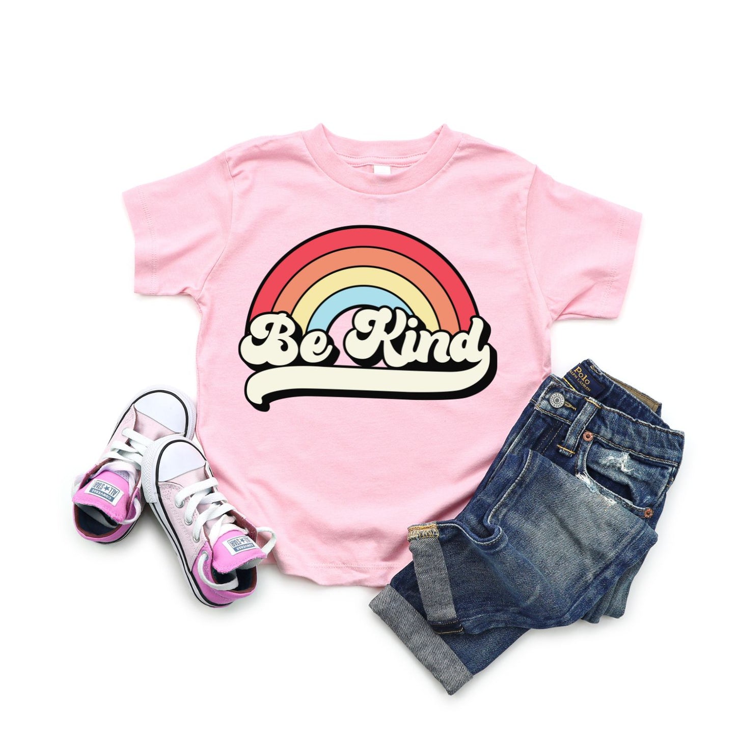 Retro Be Kind Rainbow Pink Shirt