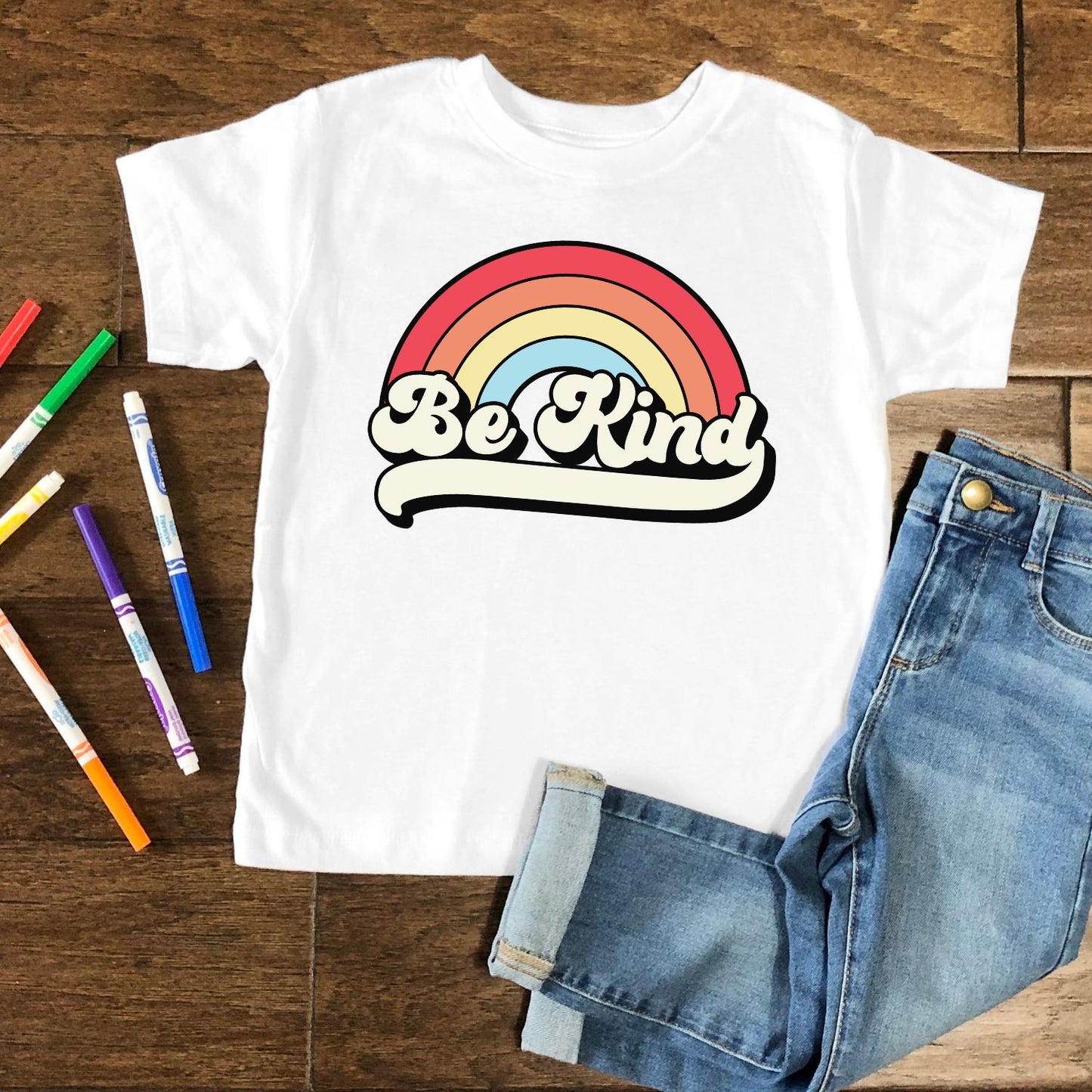 Retro Be Kind Rainbow Pink Shirt