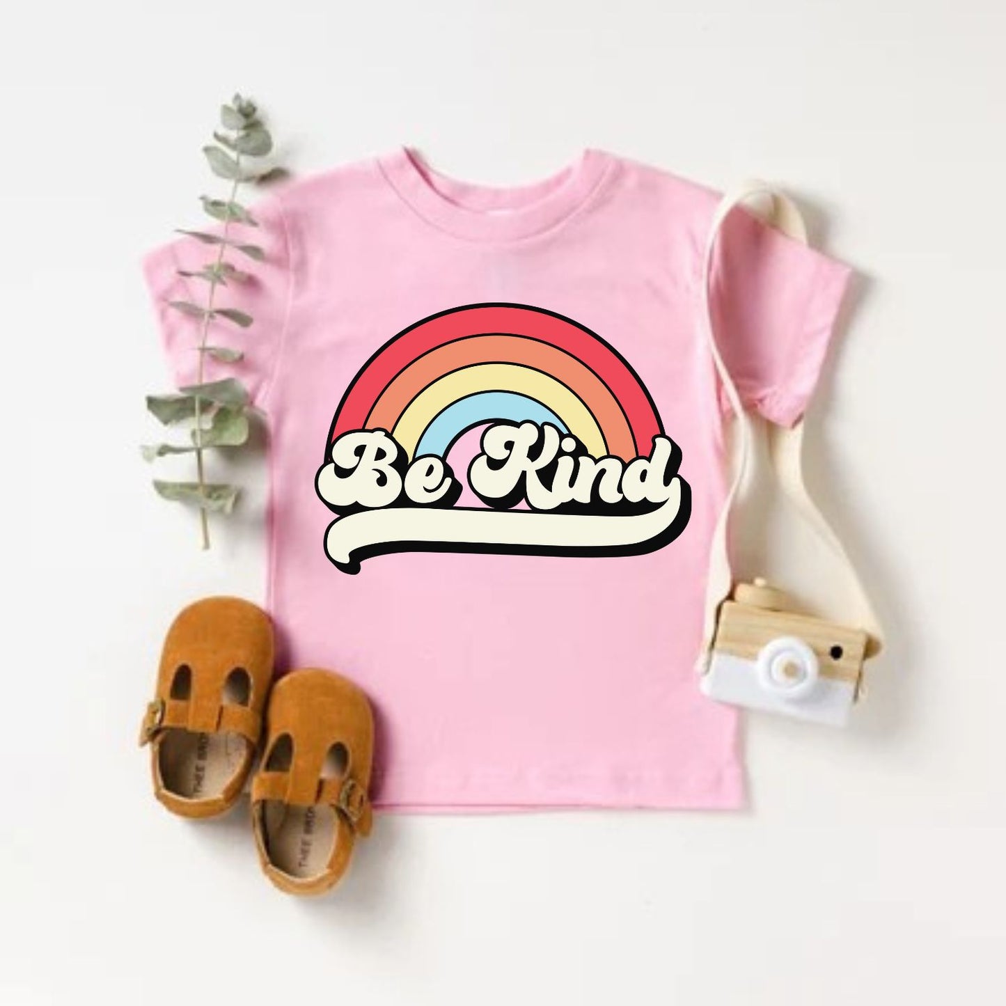 Retro Be Kind Rainbow Pink Shirt