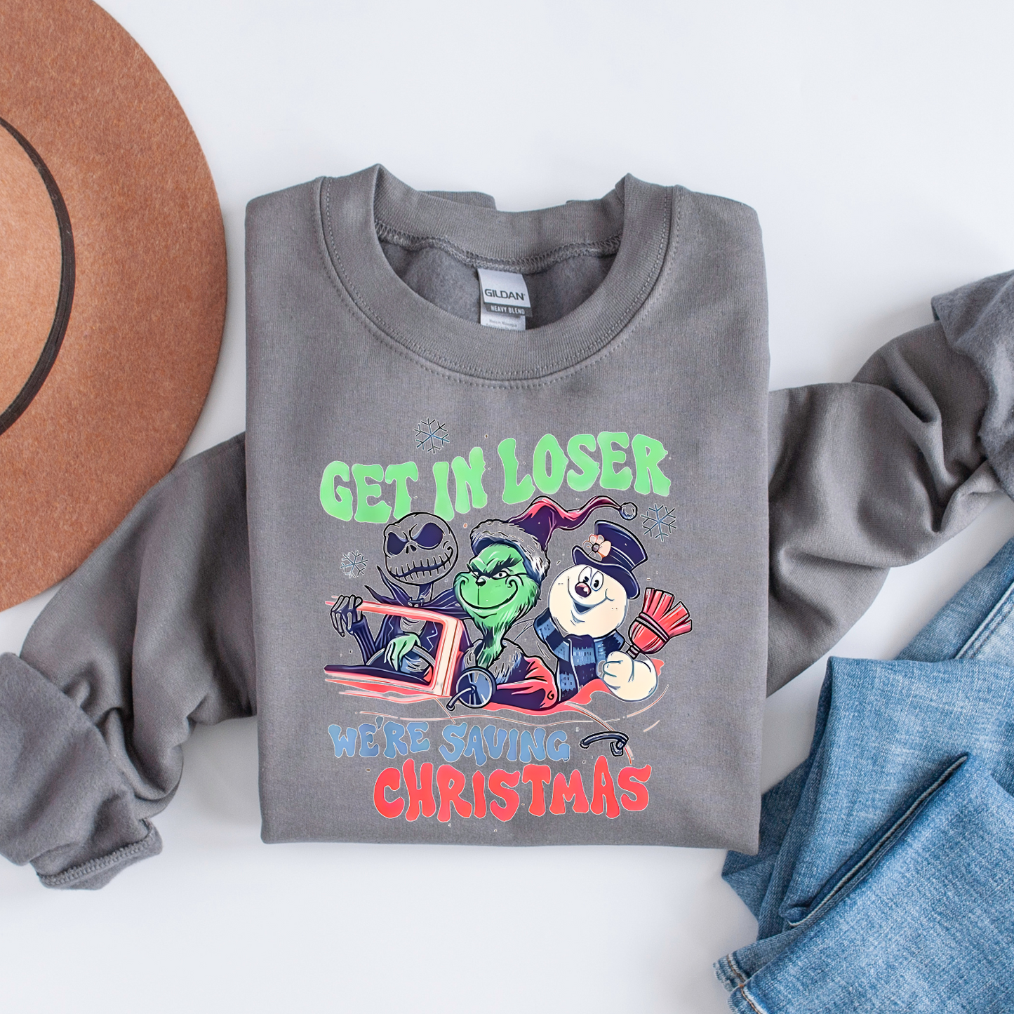 Get in Loser We're Saving Christmas Unisex Sweatshirt - Holiday Gift - Ugly Christmas Sweater