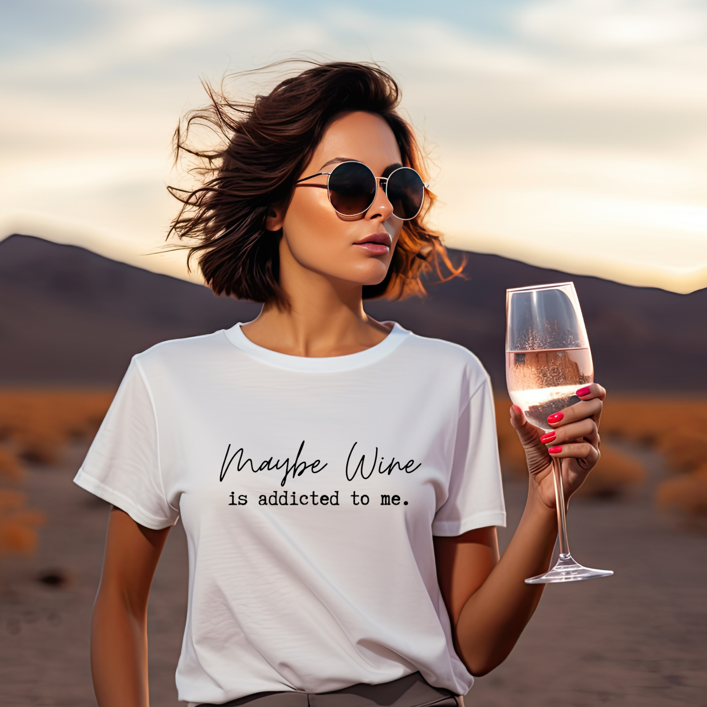 Maybe Wine Is Addicted To Me Sweatshirt / Tshirt / Wine lover