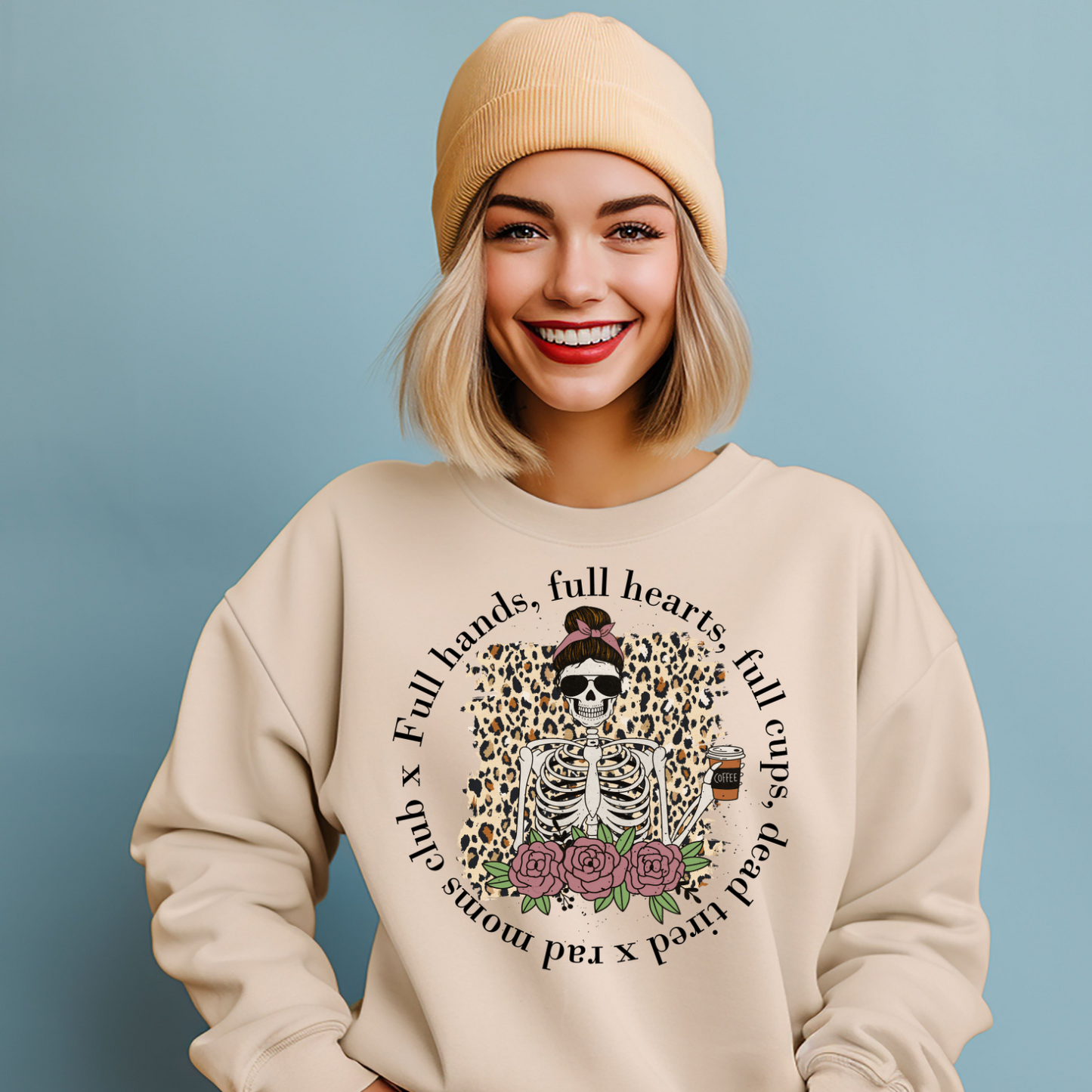 Rad mom's club skeleton crewneck sweatshirt