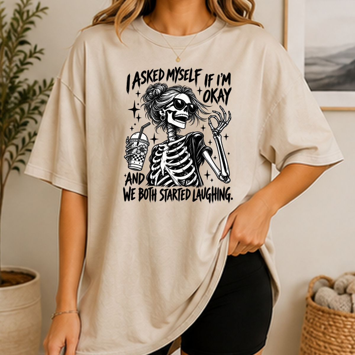 I Asked Myself If I’m Okay Skeleton T-Shirt | Funny Sarcastic Graphic Tee