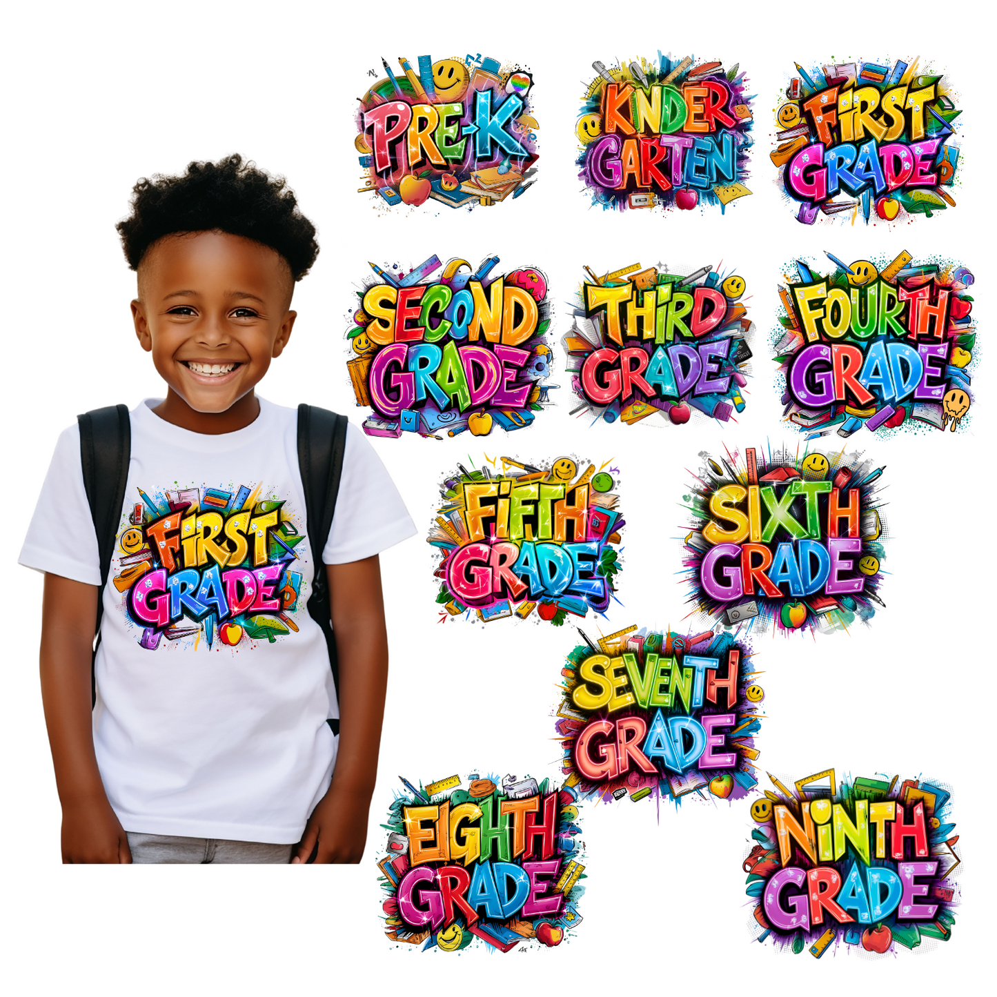 Kids Graffiti-Style Back to School Shirt – Custom Grade