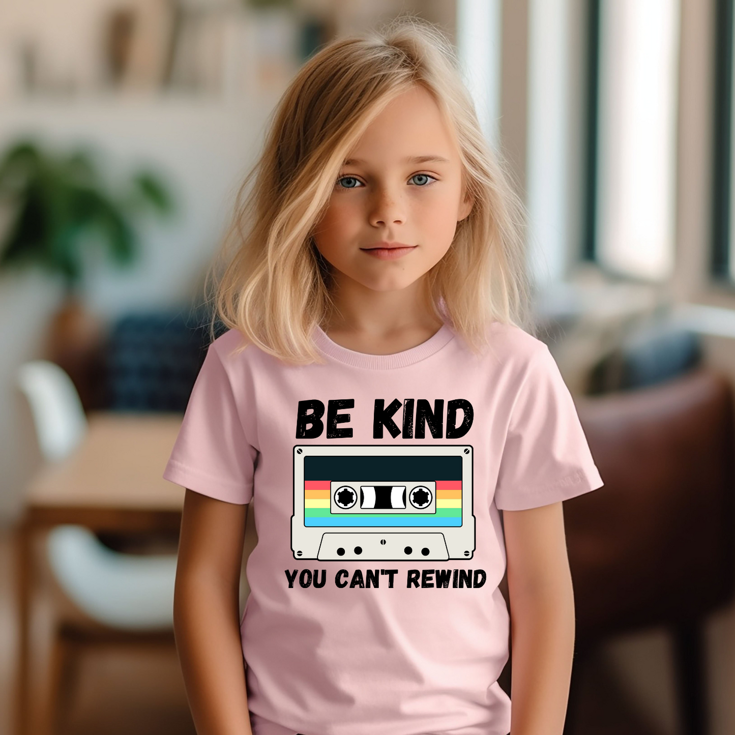 Be Kind You Can't Rewind, Kids Pink T-Shirt