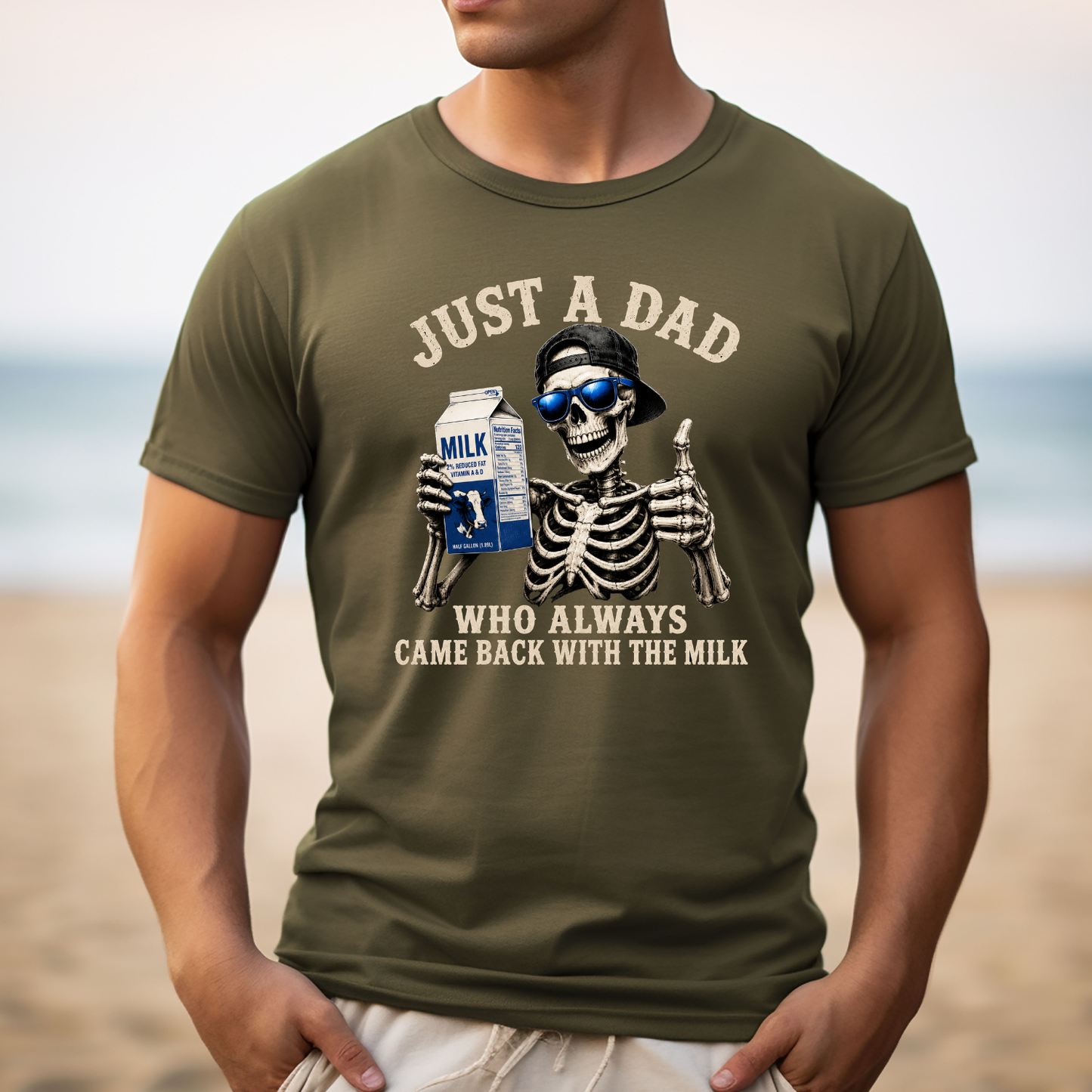 Just A Dad Who Always Came Back With The Milk | Funny fathers say tshirt