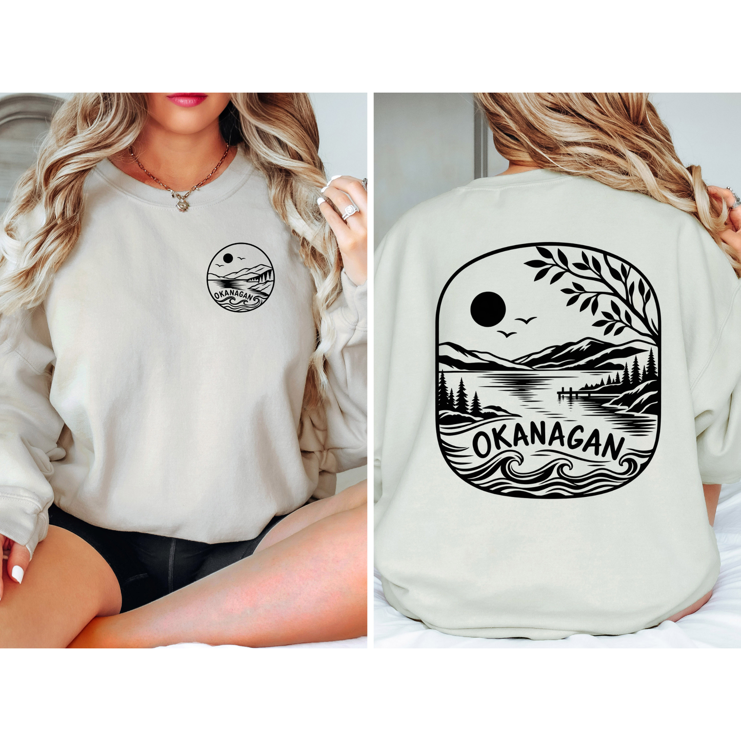 Okanagan Collection – Lake & Mountain Graphic Crewneck Sweatshirt | Tshirt