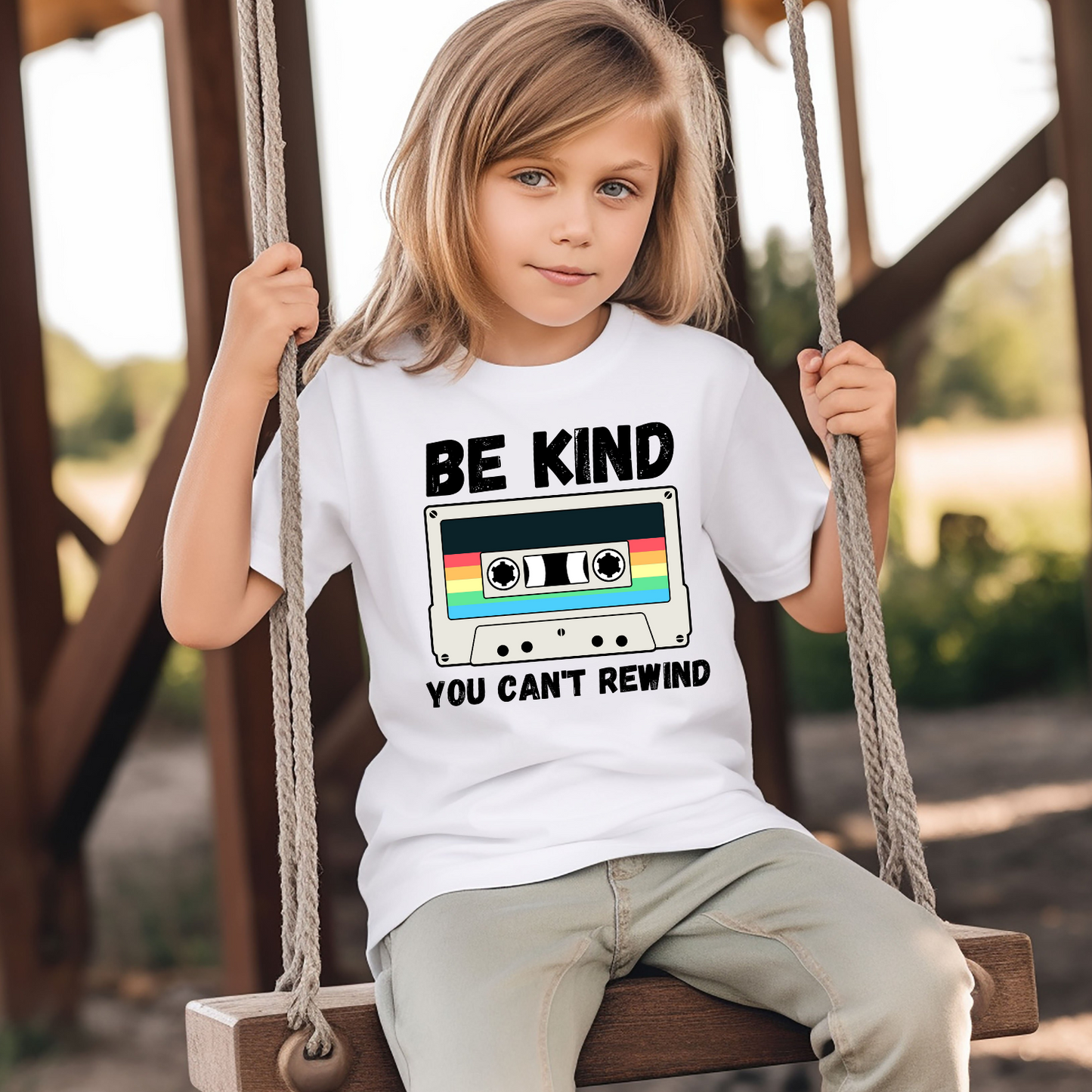 Be Kind You Can't Rewind, Kids Pink T-Shirt