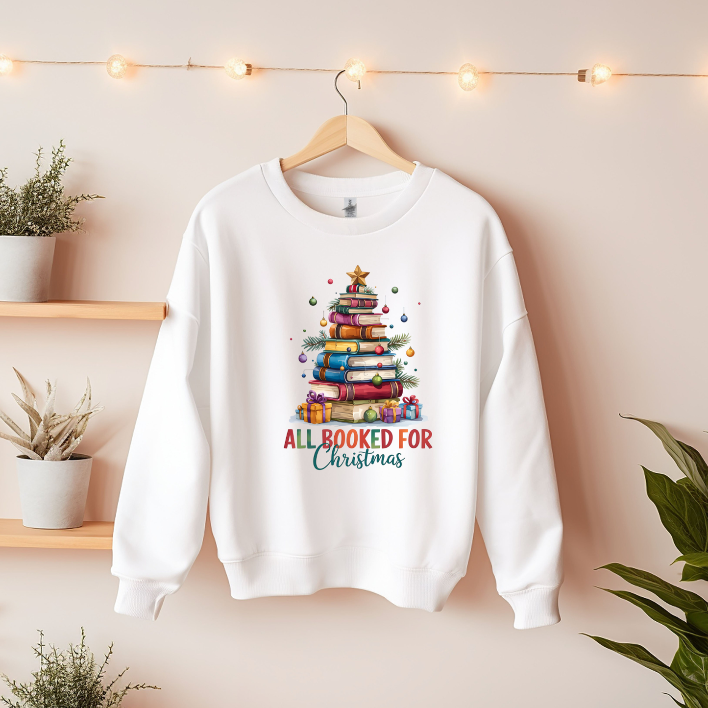 All Booked Up For Christmas Christmas Sweatshirt - Teacher Christmas