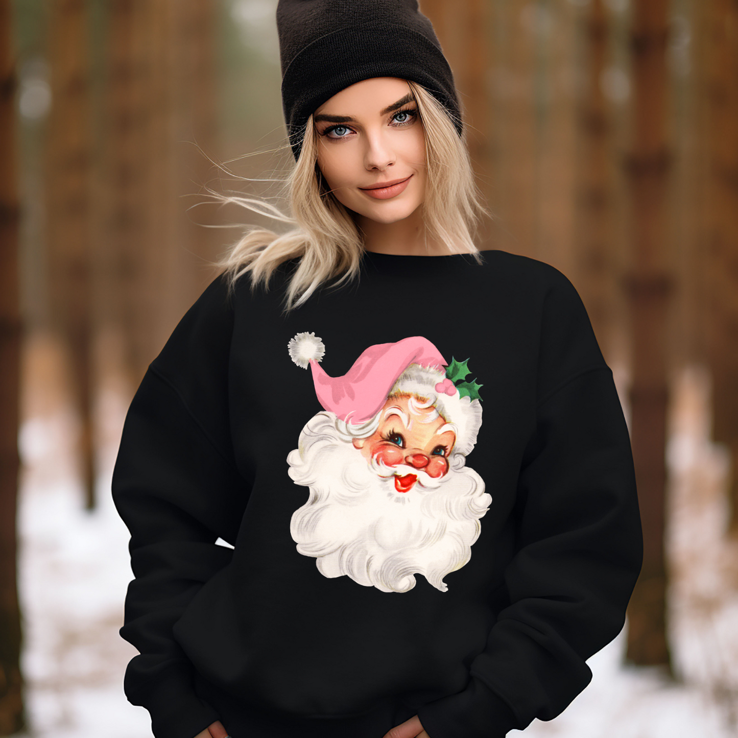 Retro Pink Santa Unisex Sweatshirt