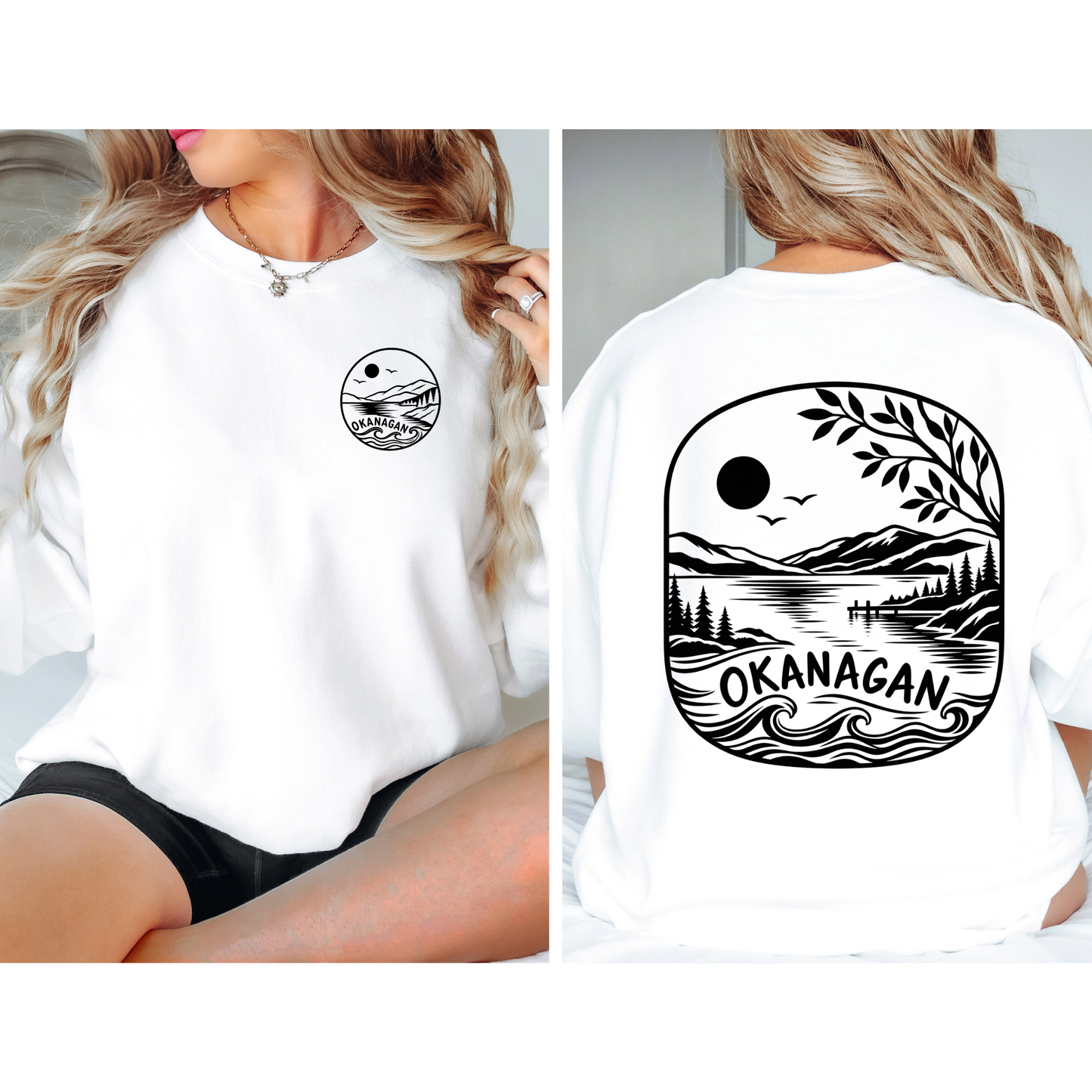 Okanagan Collection – Lake & Mountain Graphic Crewneck Sweatshirt | Tshirt