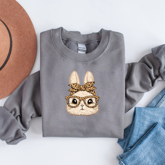 Leopard Print Bunny Easter Shirt | Cute Easter Tee or Sweatshirt | Youth & Adult Sizes