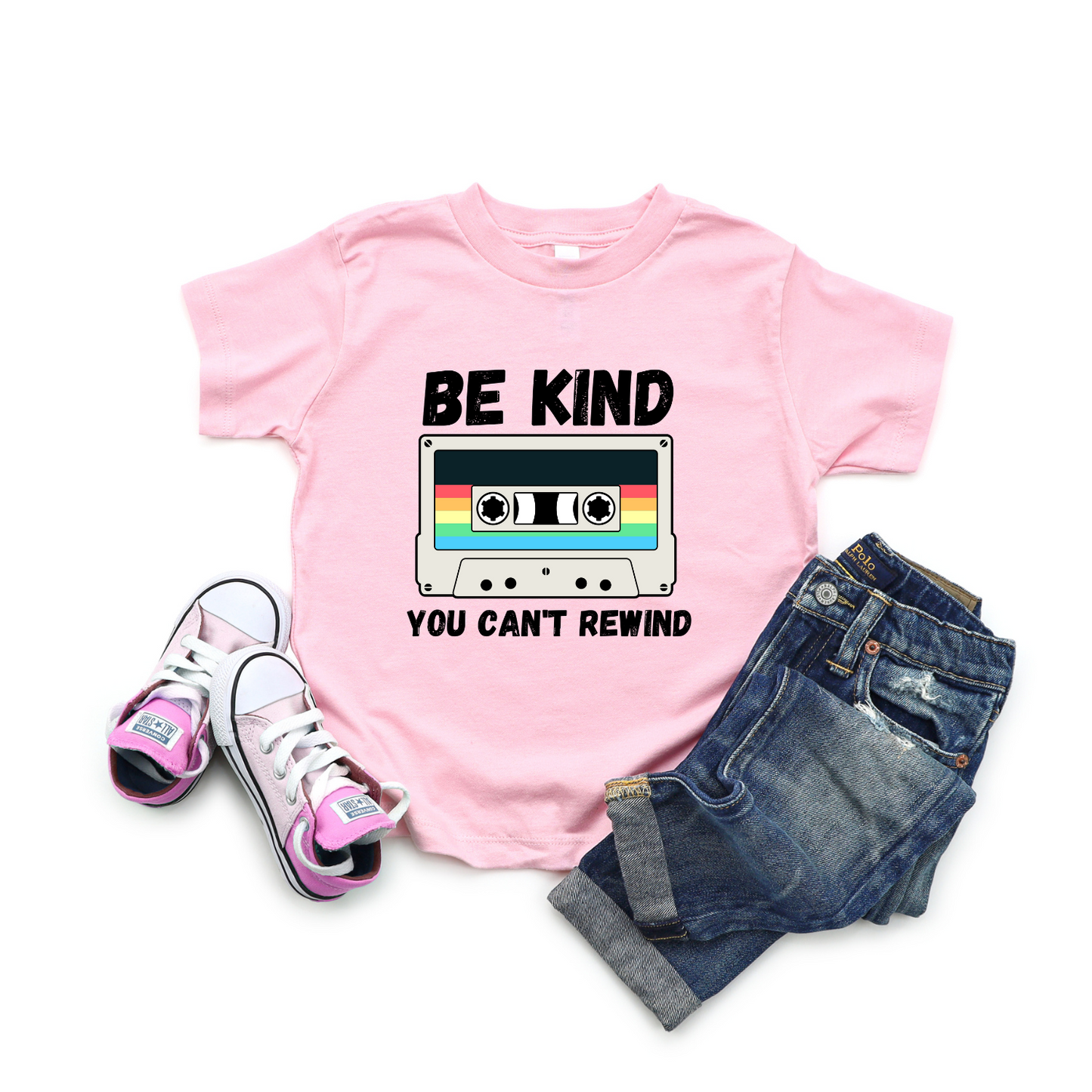 Be Kind You Can't Rewind, Kids Pink T-Shirt