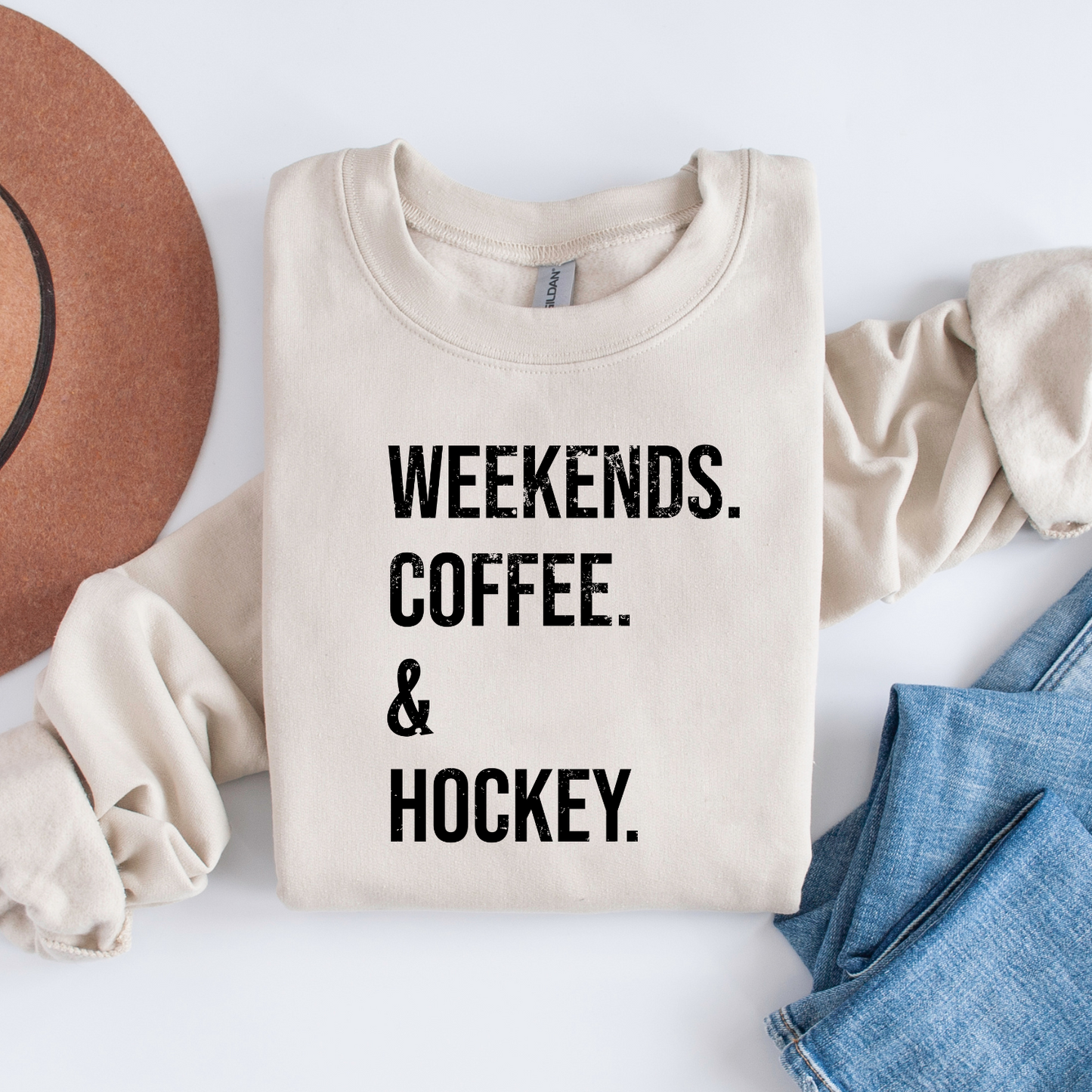 Weekends, Coffee, Hockey unisex sweatshirt