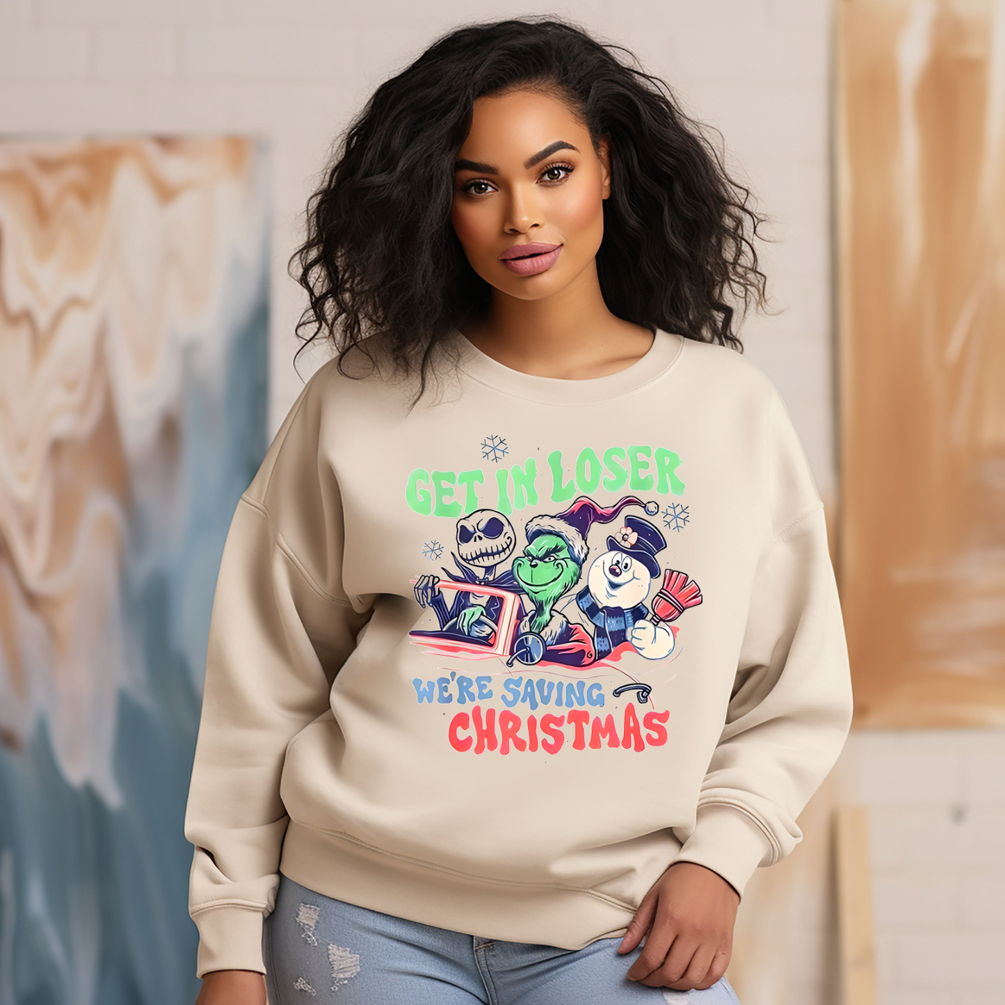 Get in Loser We're Saving Christmas Unisex Sweatshirt - Holiday Gift - Ugly Christmas Sweater