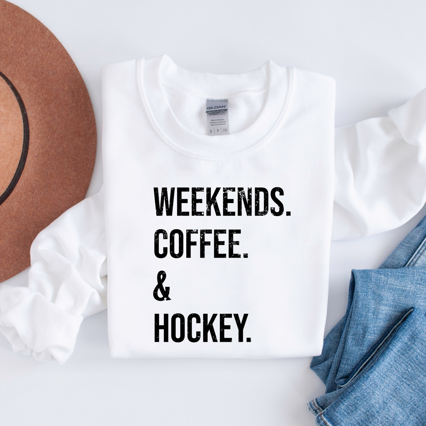 Weekends, Coffee, Hockey unisex sweatshirt