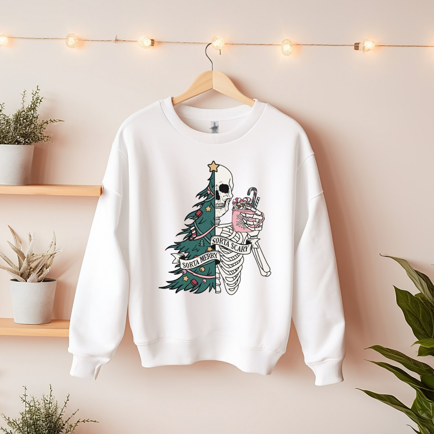 Sorta Merry, Sorta Scary Crew Neck Sweatshirt