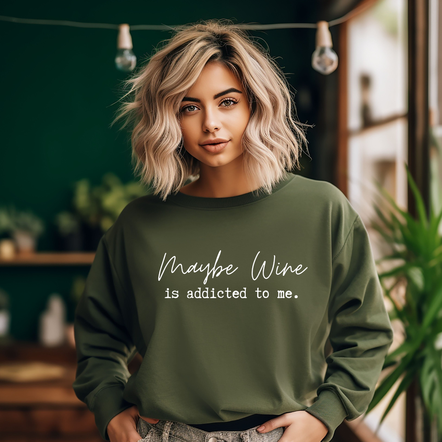 Maybe Wine Is Addicted To Me Sweatshirt / Tshirt / Wine lover
