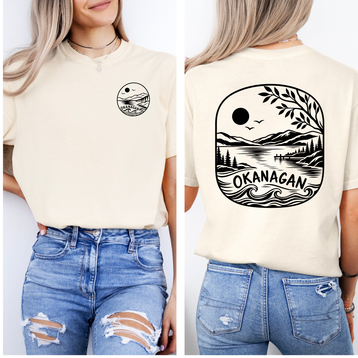 Okanagan Collection – Lake & Mountain Graphic Crewneck Sweatshirt | Tshirt