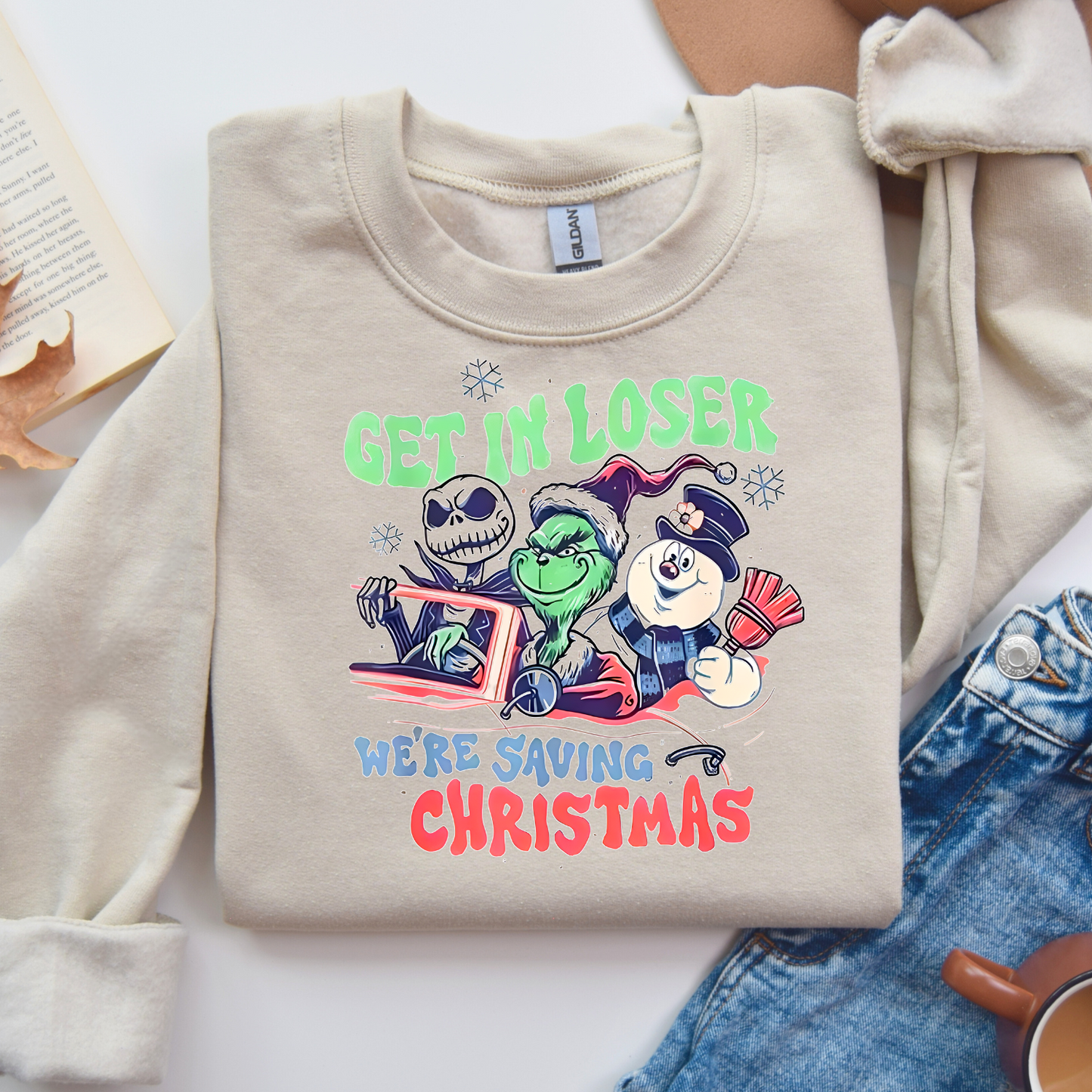 Get in Loser We're Saving Christmas Unisex Sweatshirt - Holiday Gift - Ugly Christmas Sweater