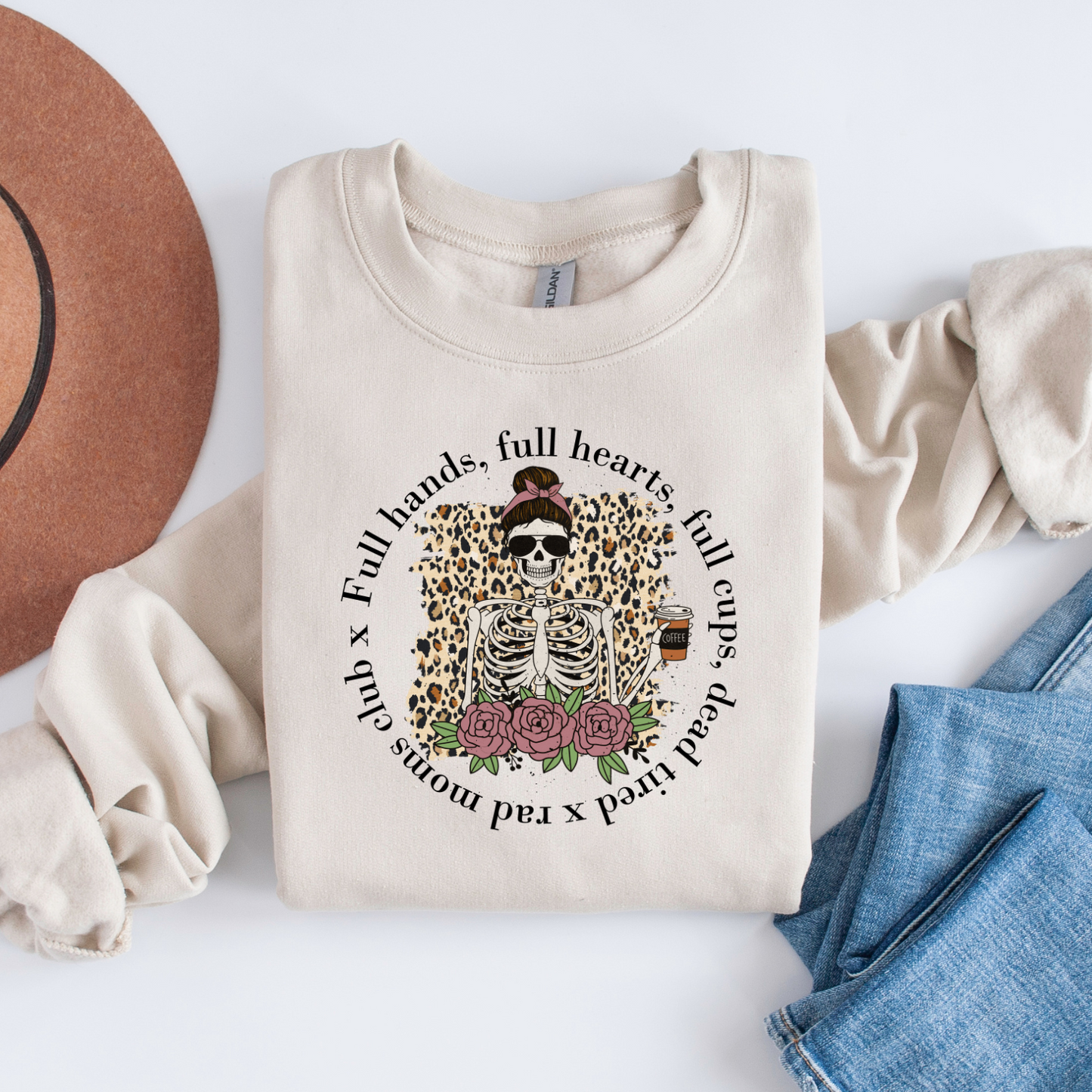 Rad mom's club skeleton crewneck sweatshirt