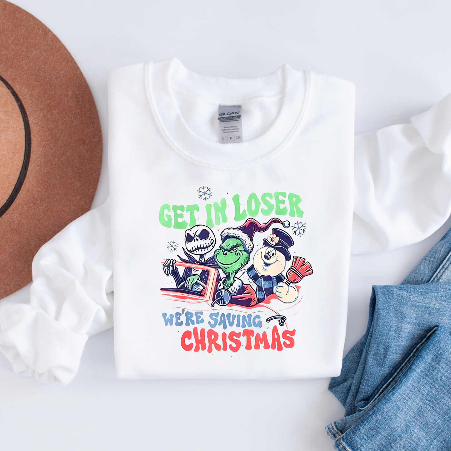 Get in Loser We're Saving Christmas Unisex Sweatshirt - Holiday Gift - Ugly Christmas Sweater