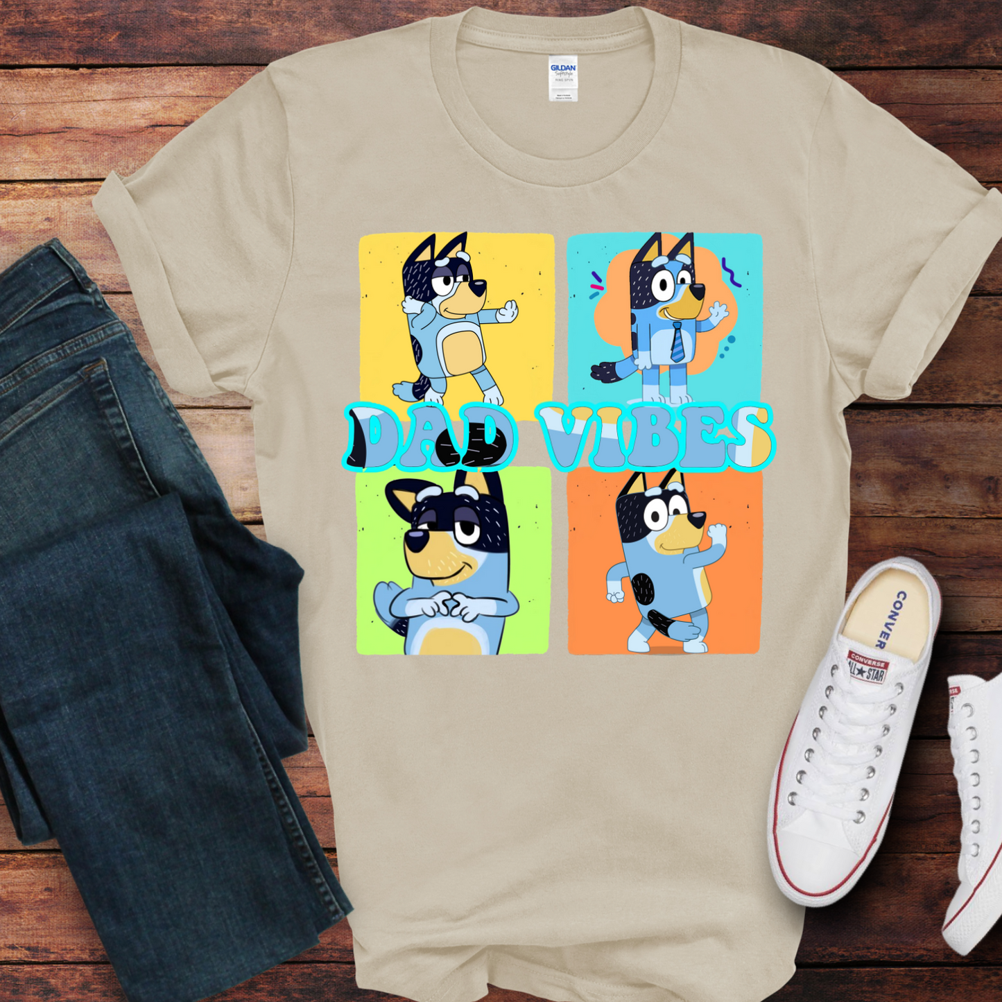 Dad vibes custom t-shirt - gift for dad - cartoon dad shirt - funny fathers day shirt