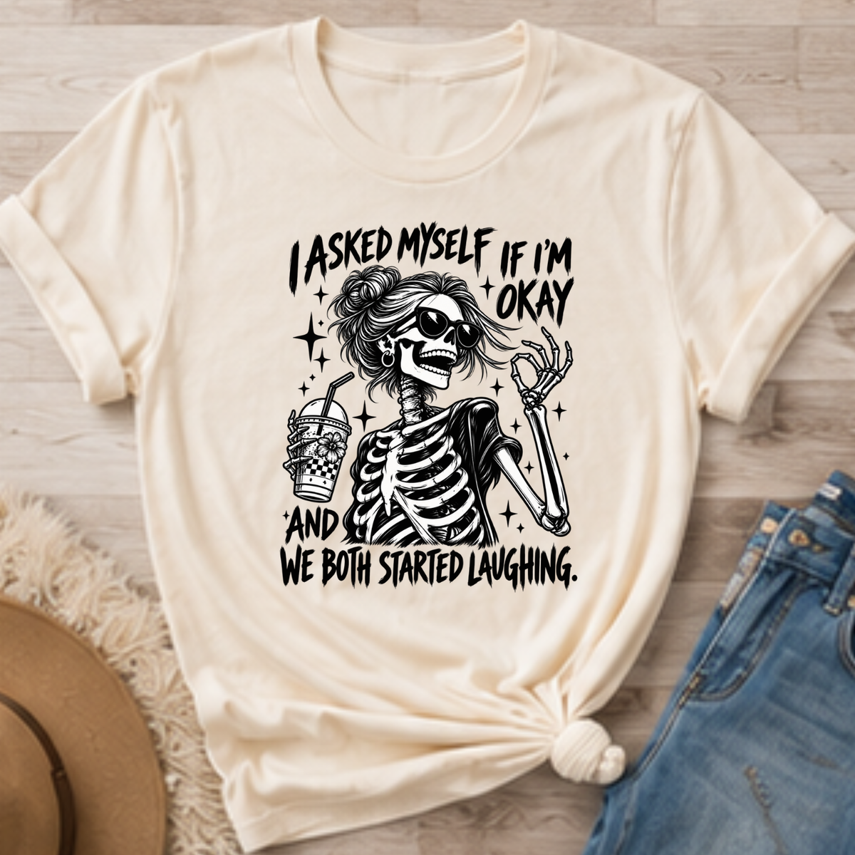 I Asked Myself If I’m Okay Skeleton T-Shirt | Funny Sarcastic Graphic Tee
