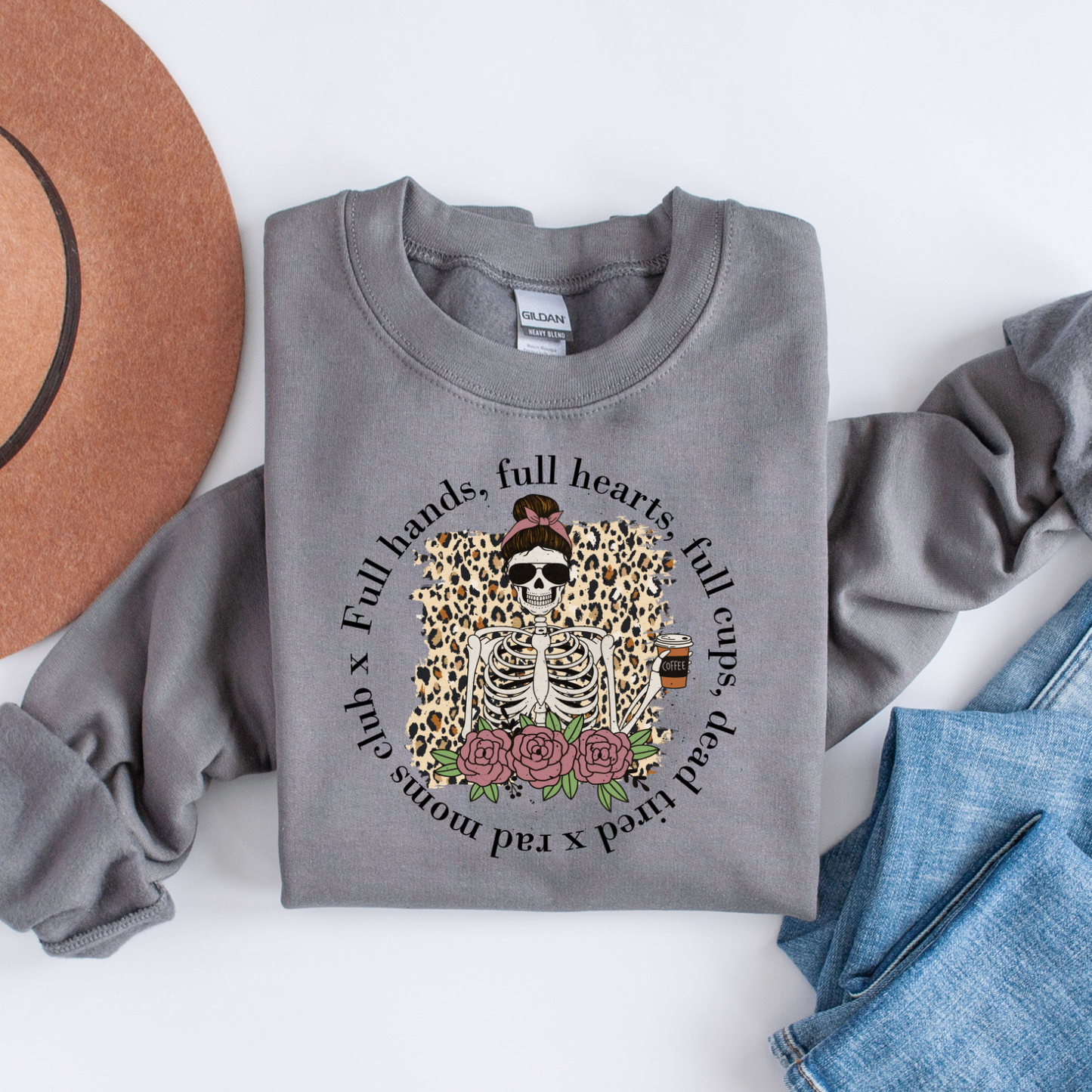 Rad mom's club skeleton crewneck sweatshirt