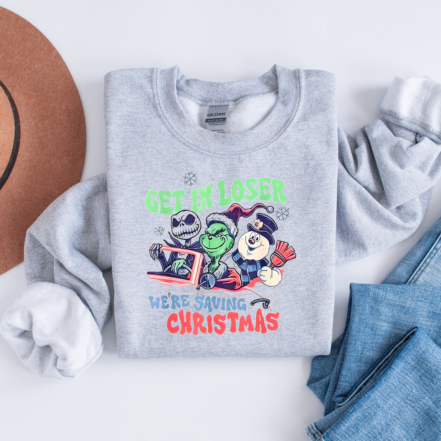 Get in Loser We're Saving Christmas Unisex Sweatshirt - Holiday Gift - Ugly Christmas Sweater