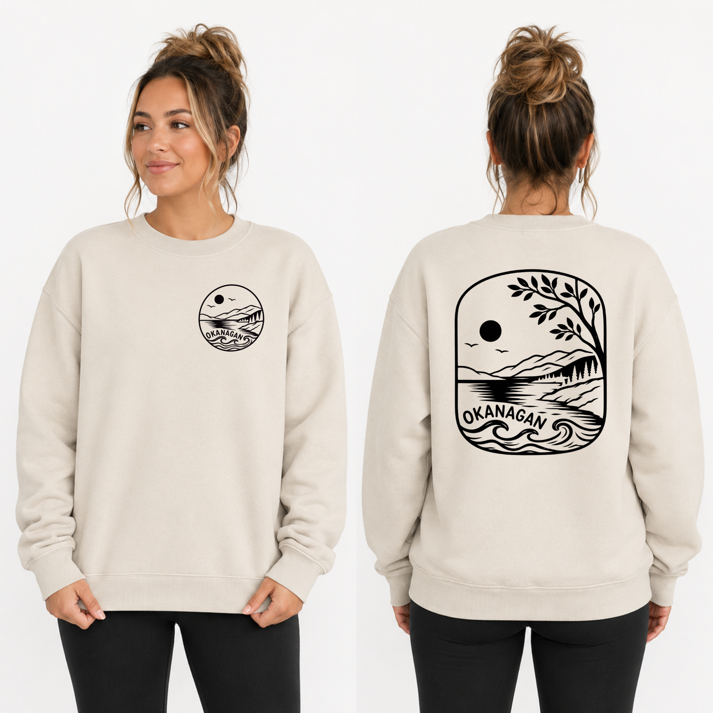Okanagan Collection – Lake & Mountain Graphic Crewneck Sweatshirt | Tshirt