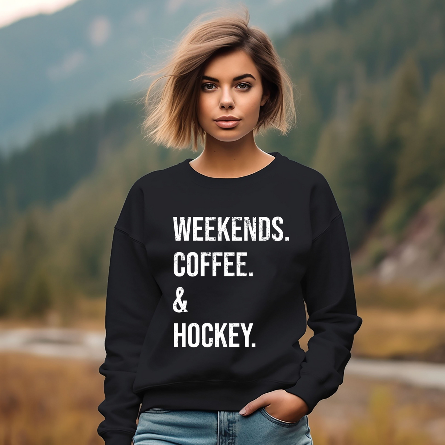 Weekends, Coffee, Hockey unisex sweatshirt