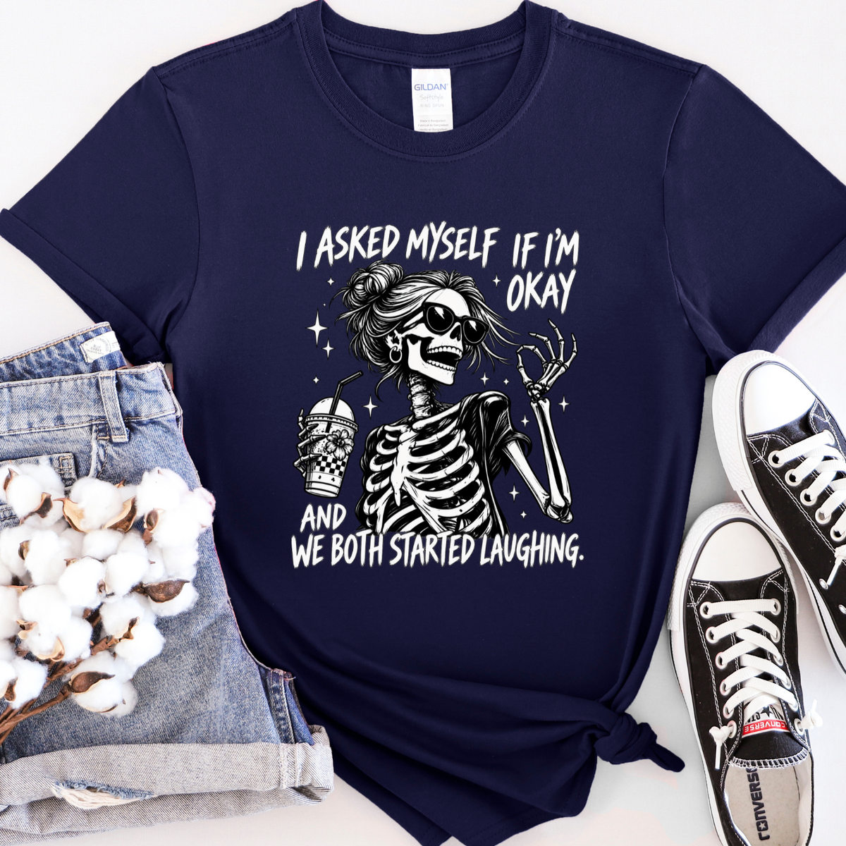 I Asked Myself If I’m Okay Skeleton T-Shirt | Funny Sarcastic Graphic Tee