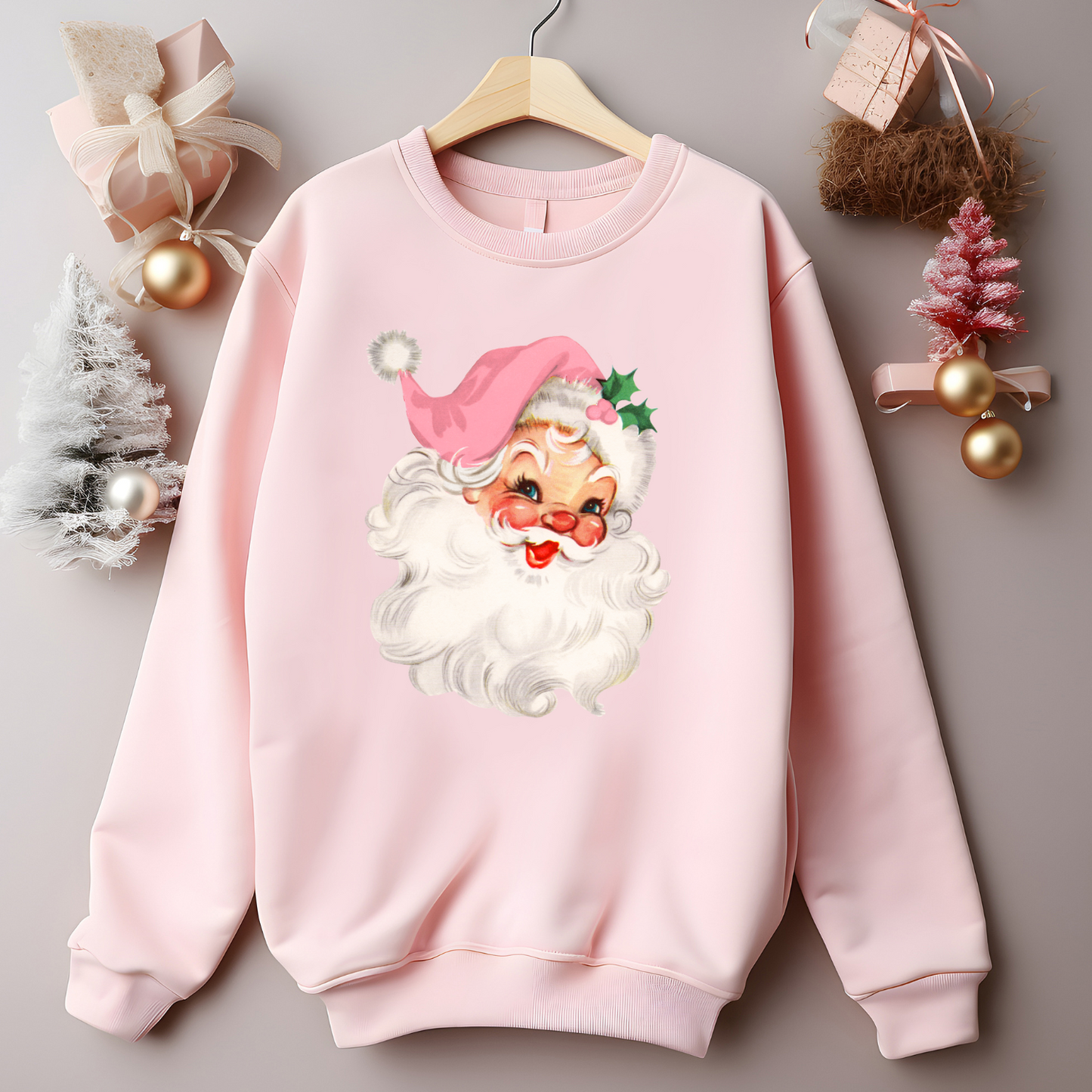 Retro Pink Santa Unisex Sweatshirt