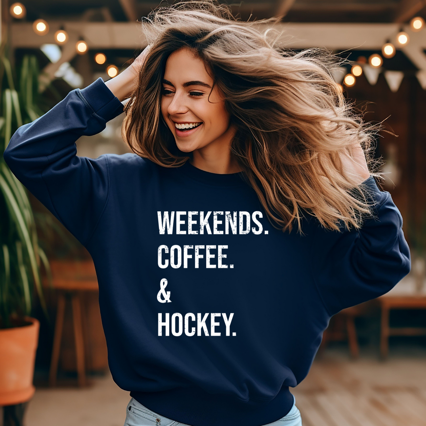 Weekends, Coffee, Hockey unisex sweatshirt