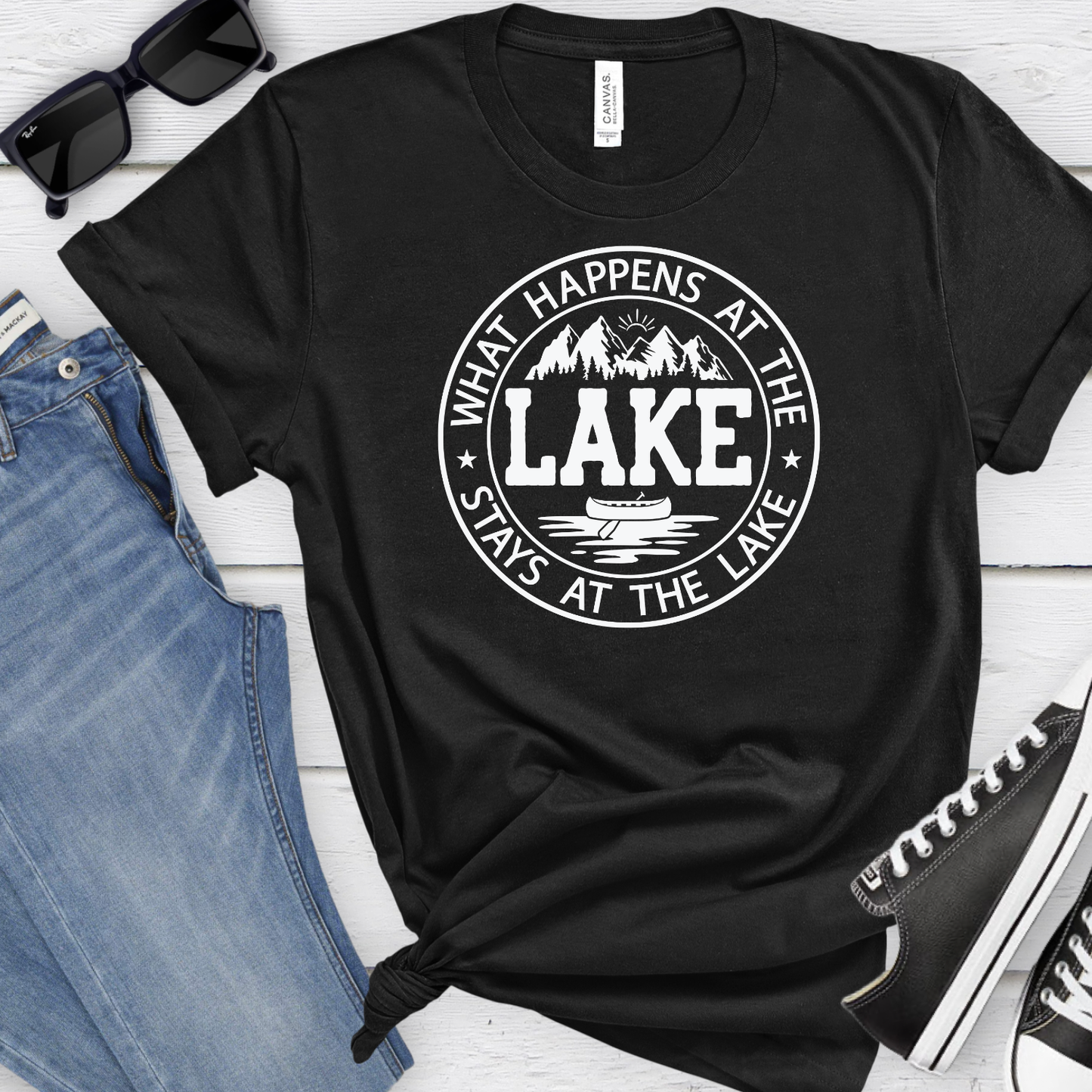 What Happens at the Lake Custom T-shirt