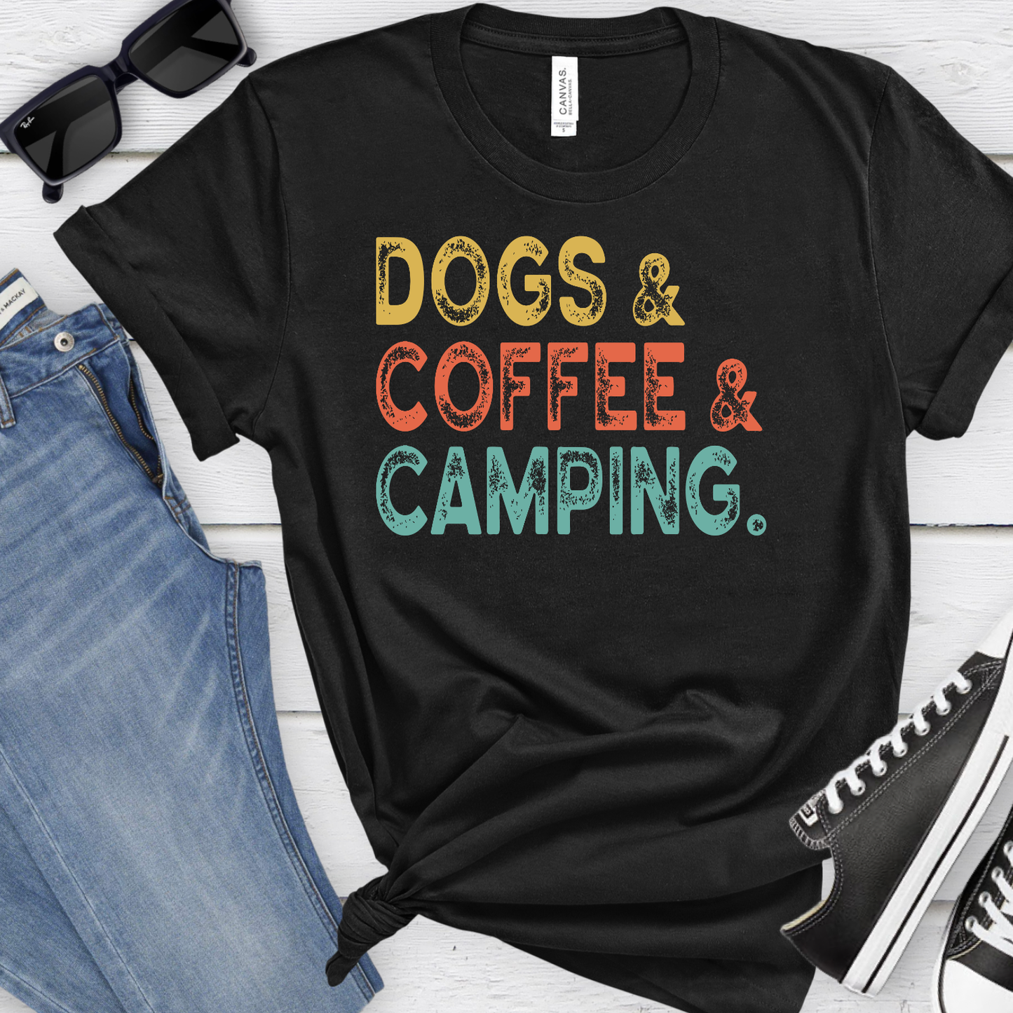 Dogs Coffee Camping Unisex T-Shirt