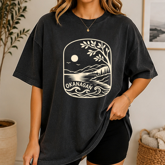 Okanagan Collection – Lake & Mountain Graphic Crewneck Sweatshirt | Tshirt