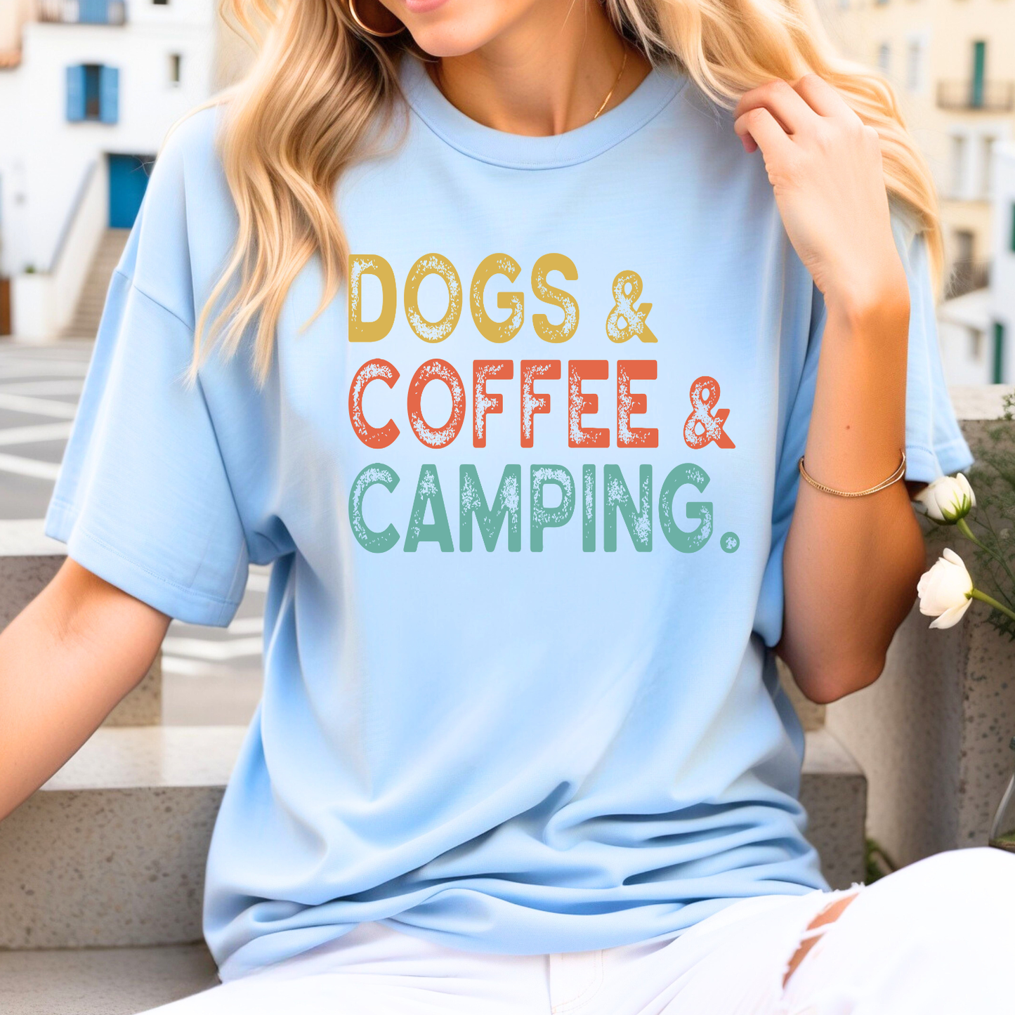 Dogs Coffee Camping Unisex T-Shirt