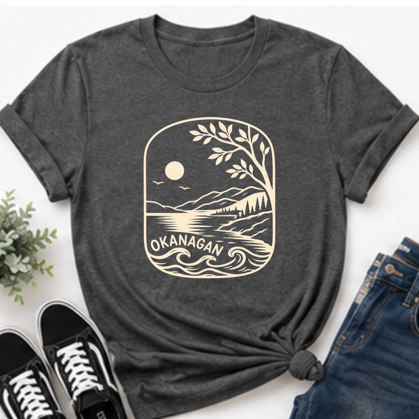 Okanagan Collection – Lake & Mountain Graphic Crewneck Sweatshirt | Tshirt