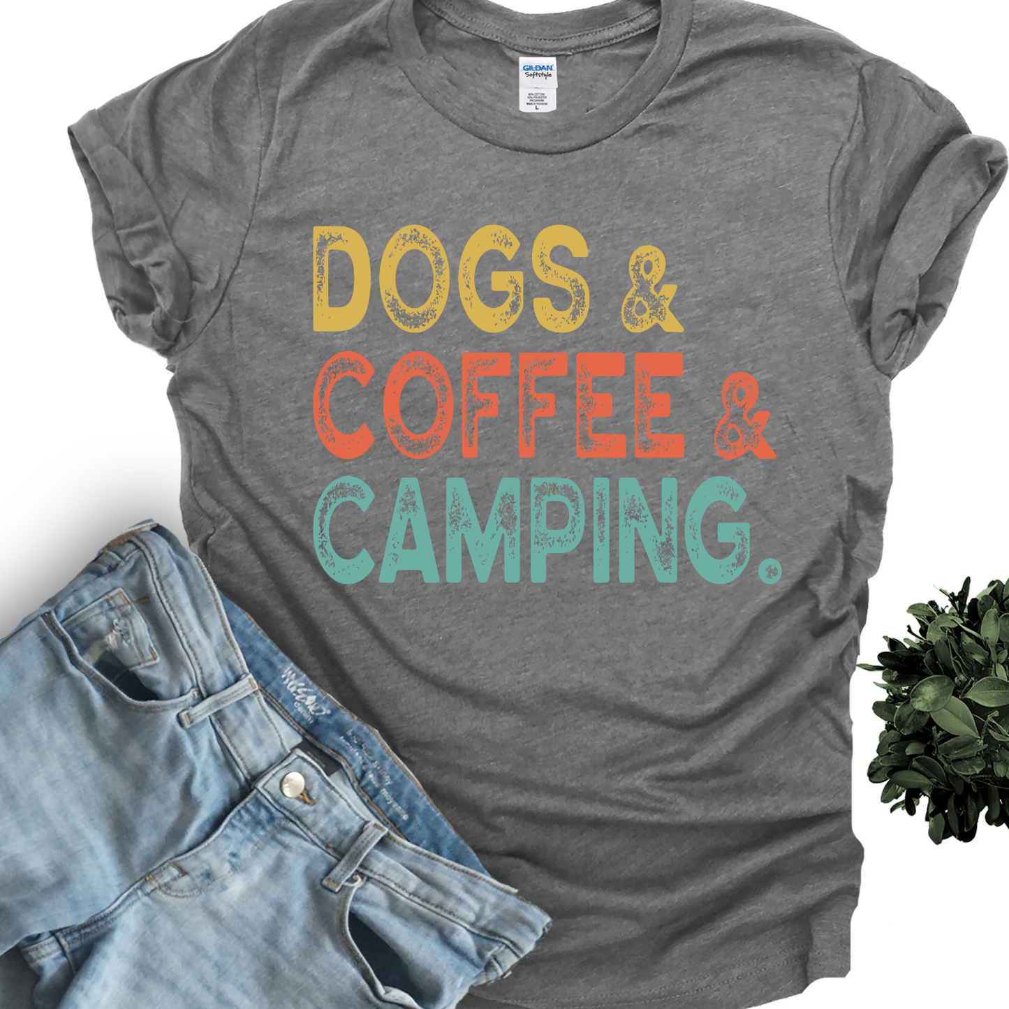 Dogs Coffee Camping Unisex T-Shirt