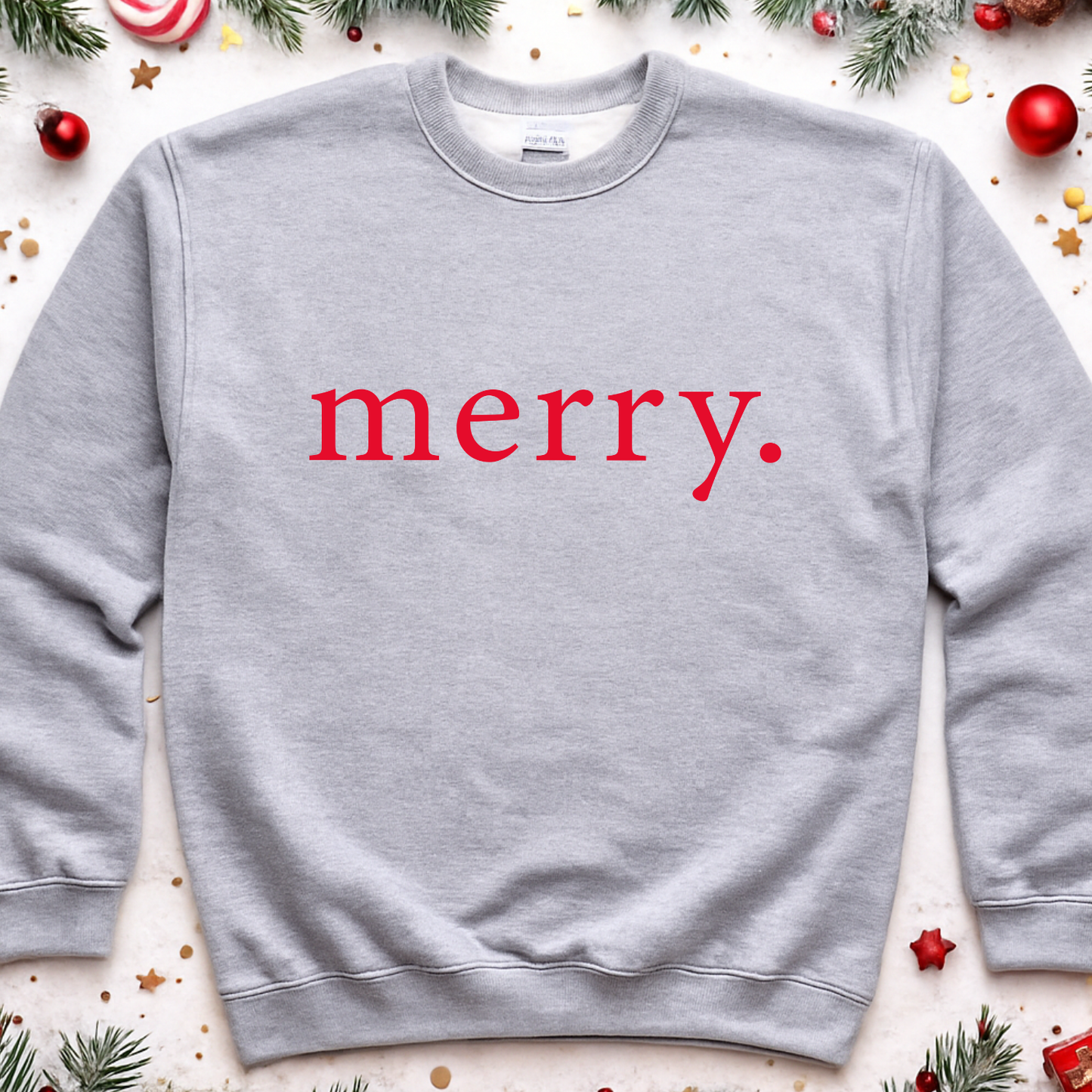 “Merry.” Holiday Crewneck – Made to Order | Multiple Colours & Sizes | Local Pick Up in West Kelowna