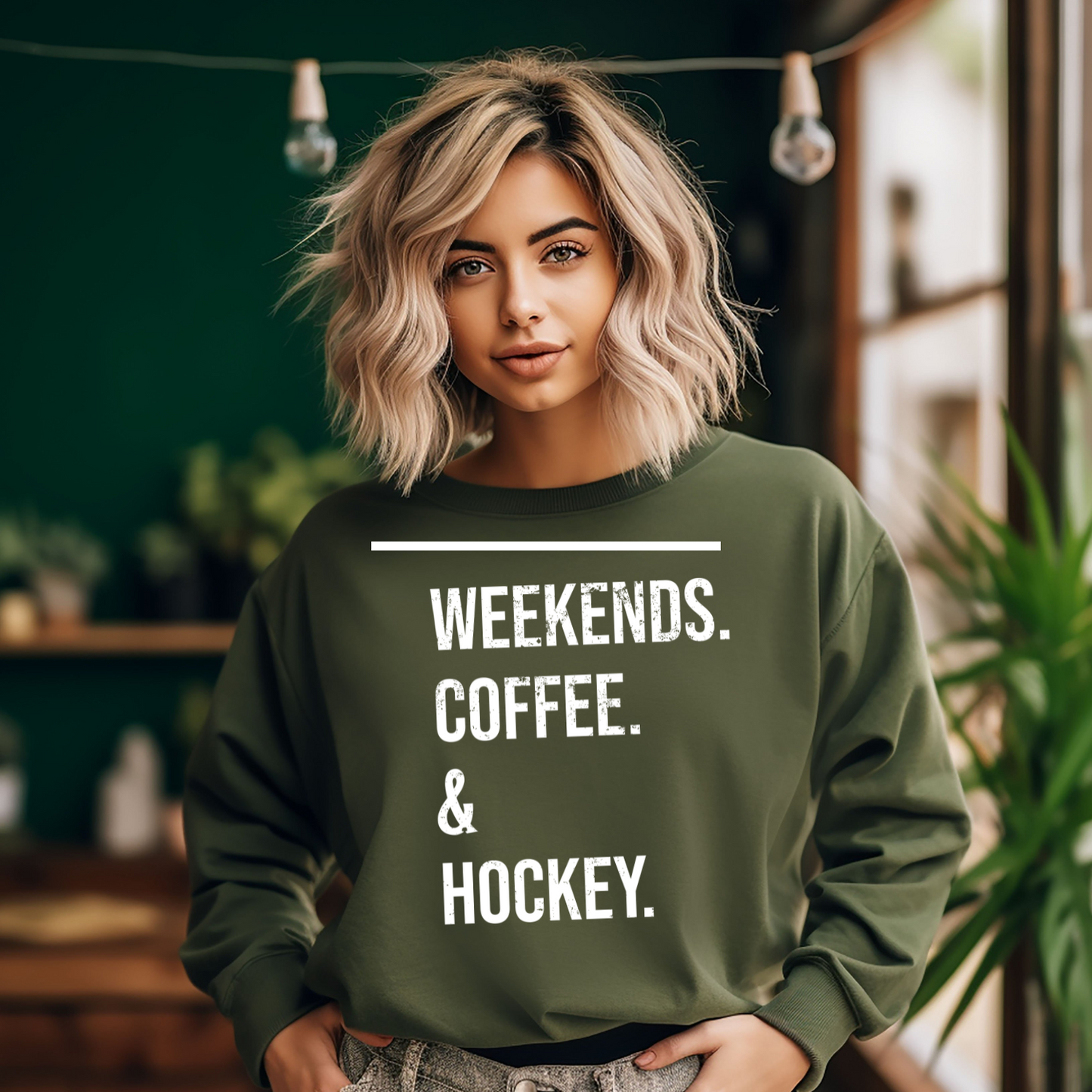 Weekends, Coffee, Hockey unisex sweatshirt