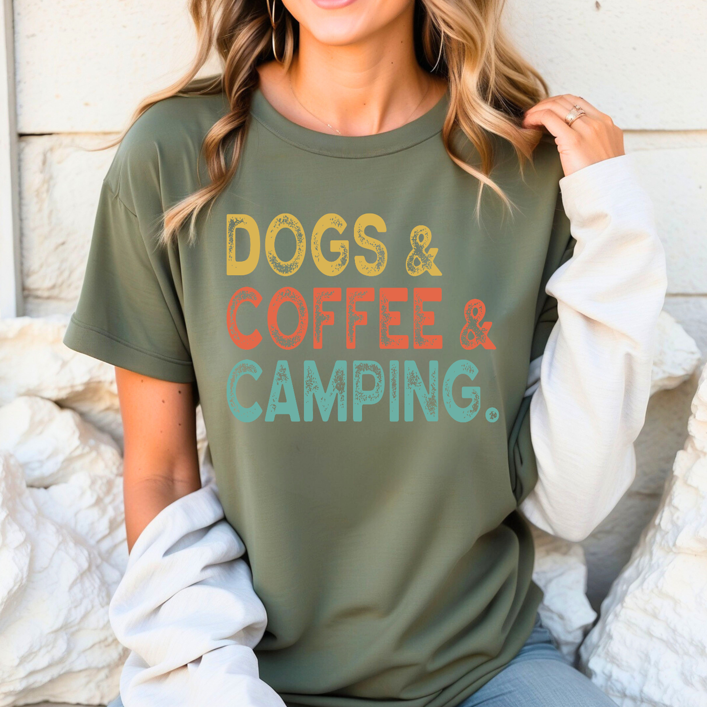 Dogs Coffee Camping Unisex T-Shirt