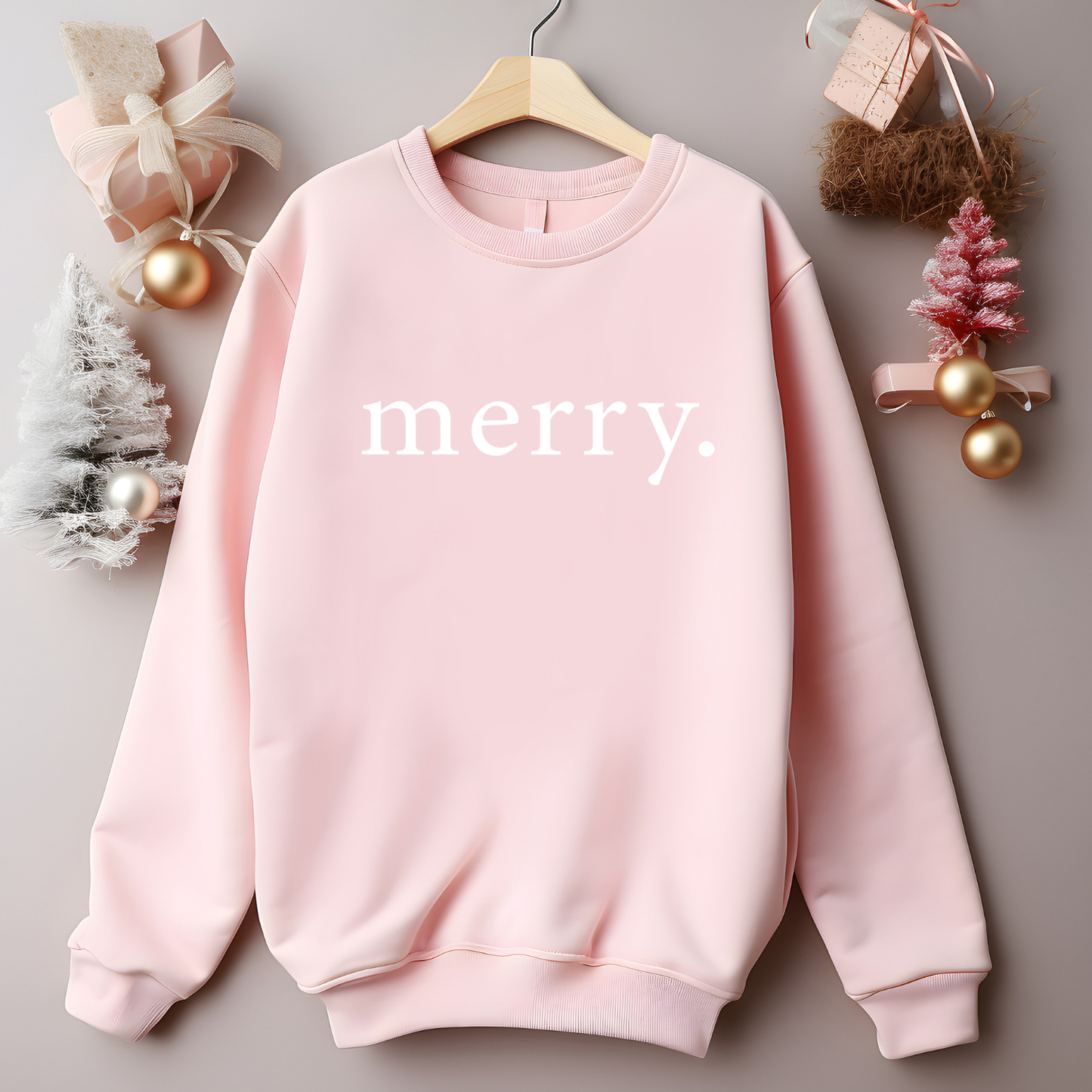 “Merry.” Holiday Crewneck – Made to Order | Multiple Colours & Sizes | Local Pick Up in West Kelowna