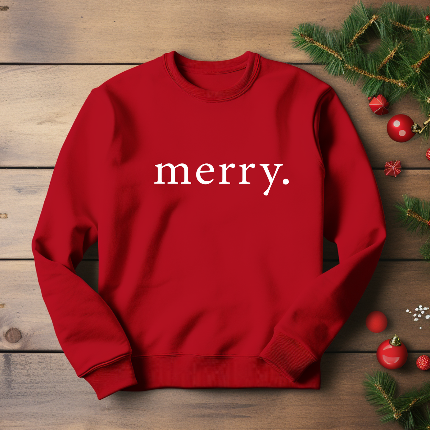 “Merry.” Holiday Crewneck – Made to Order | Multiple Colours & Sizes | Local Pick Up in West Kelowna