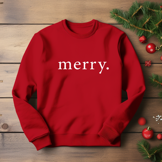 “Merry.” Holiday Crewneck – Made to Order | Multiple Colours & Sizes | Local Pick Up in West Kelowna