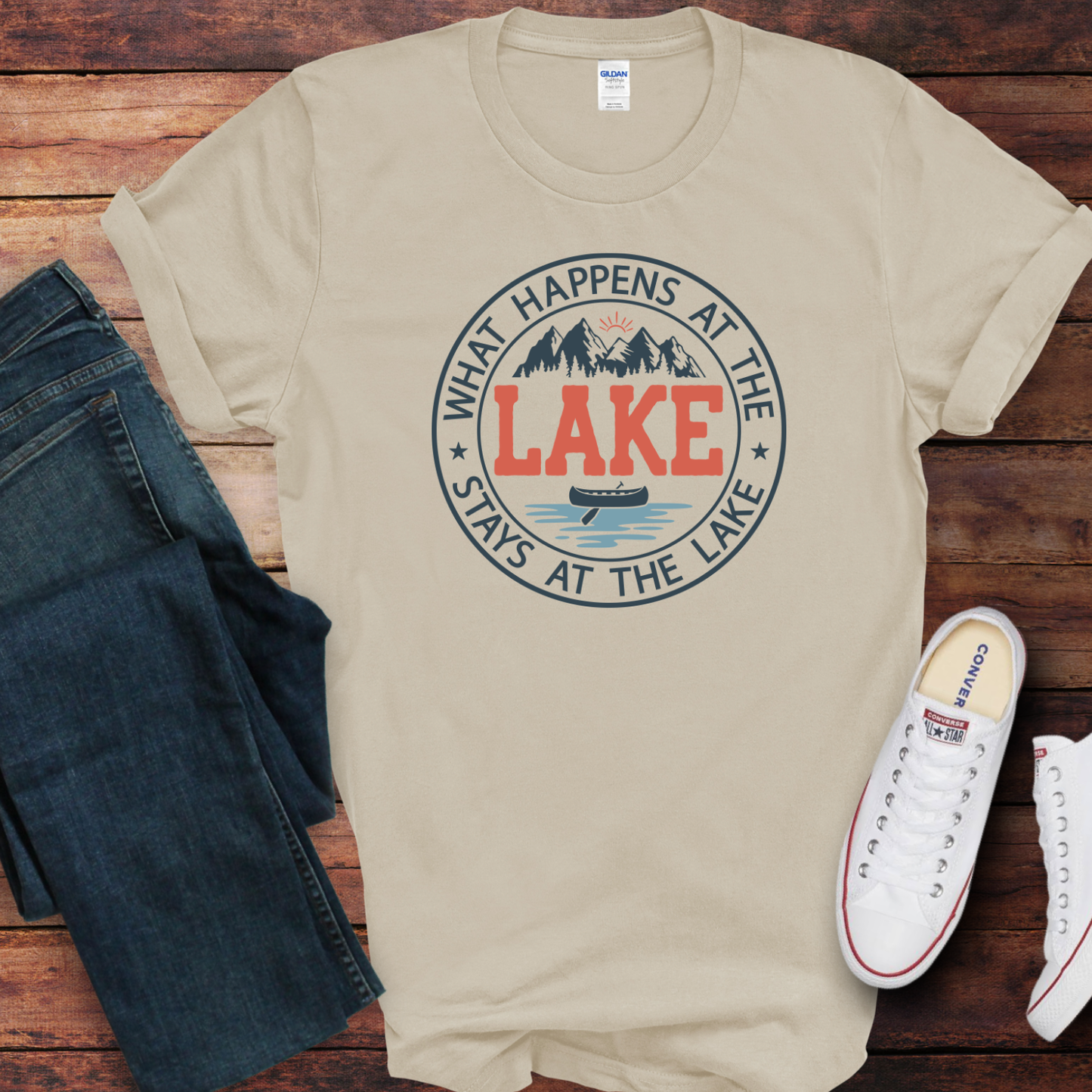 What Happens at the Lake Custom T-shirt