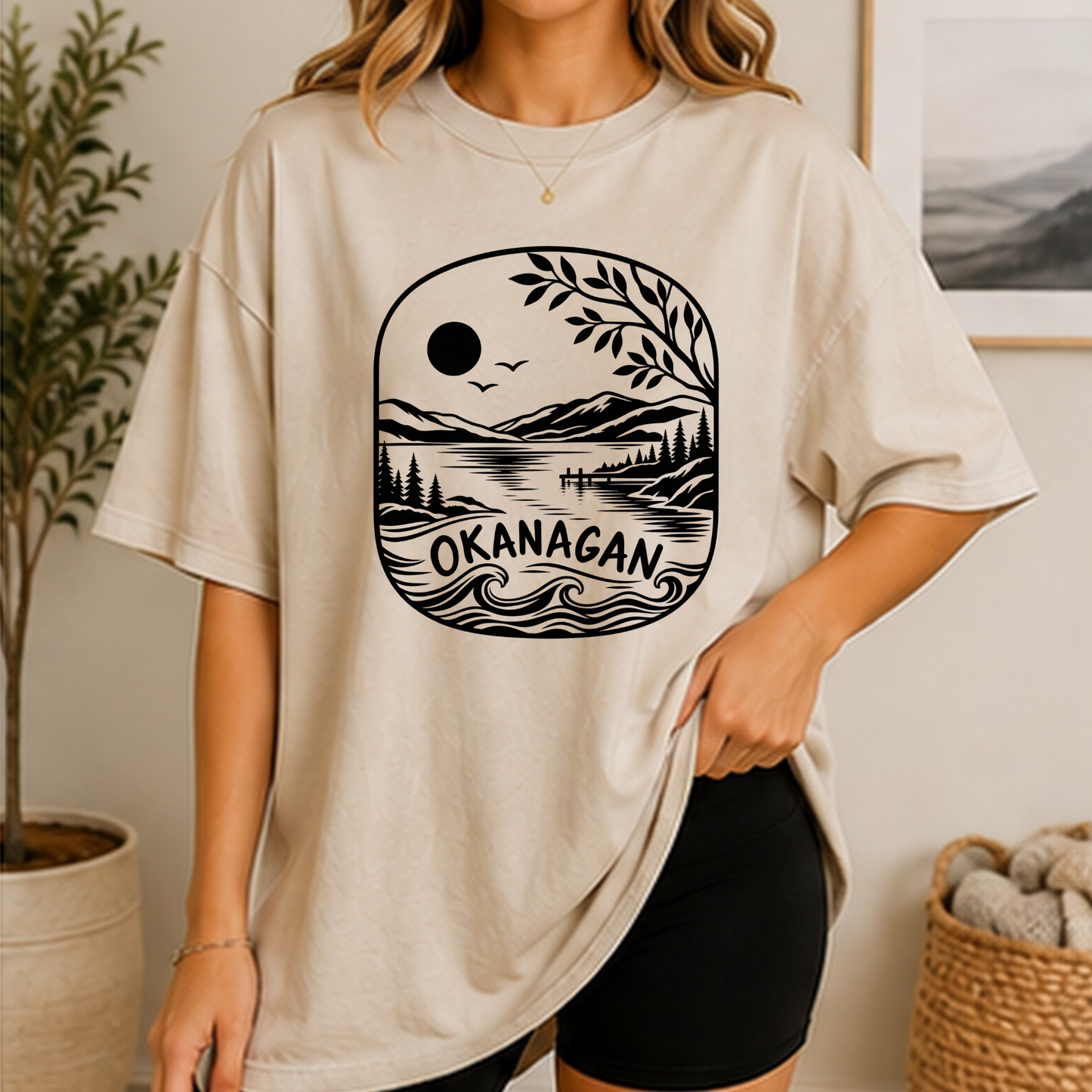 Okanagan Collection – Lake & Mountain Graphic Crewneck Sweatshirt | Tshirt